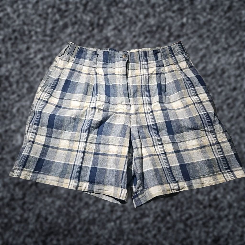 Vintage VINTAGE Kikomo Shorts Womens 20w Blue Plaid Linen Blend Surf Washed Pants High Size 42" / US 20 - 1 Thumbnail