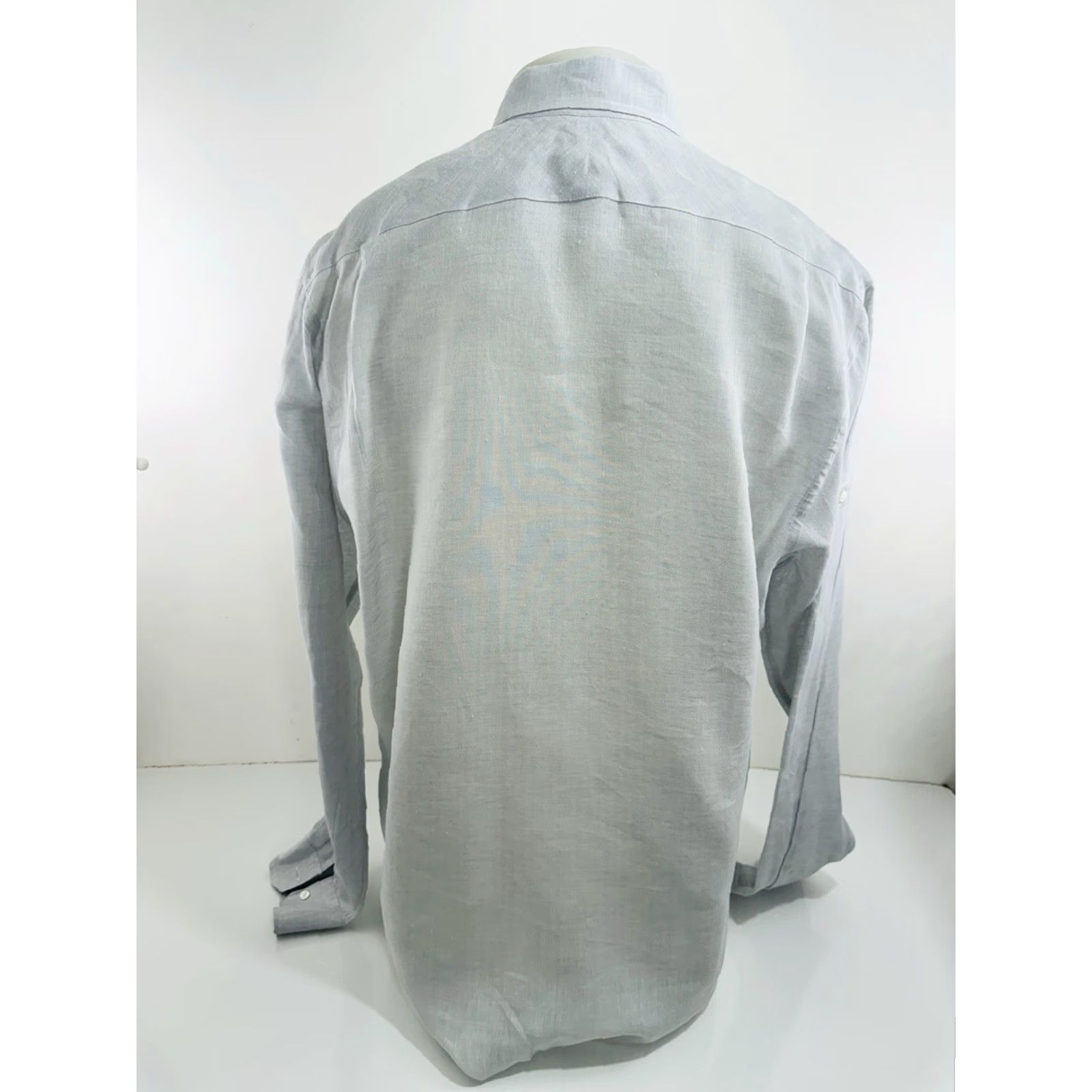 Billy Reid BILLY REID LINEN Mens XL Shirt Button-Up Long Sleeve Full Cut Work Style EXCELLENT Gray Size US XL / EU 56 / 4 - 3 Thumbnail