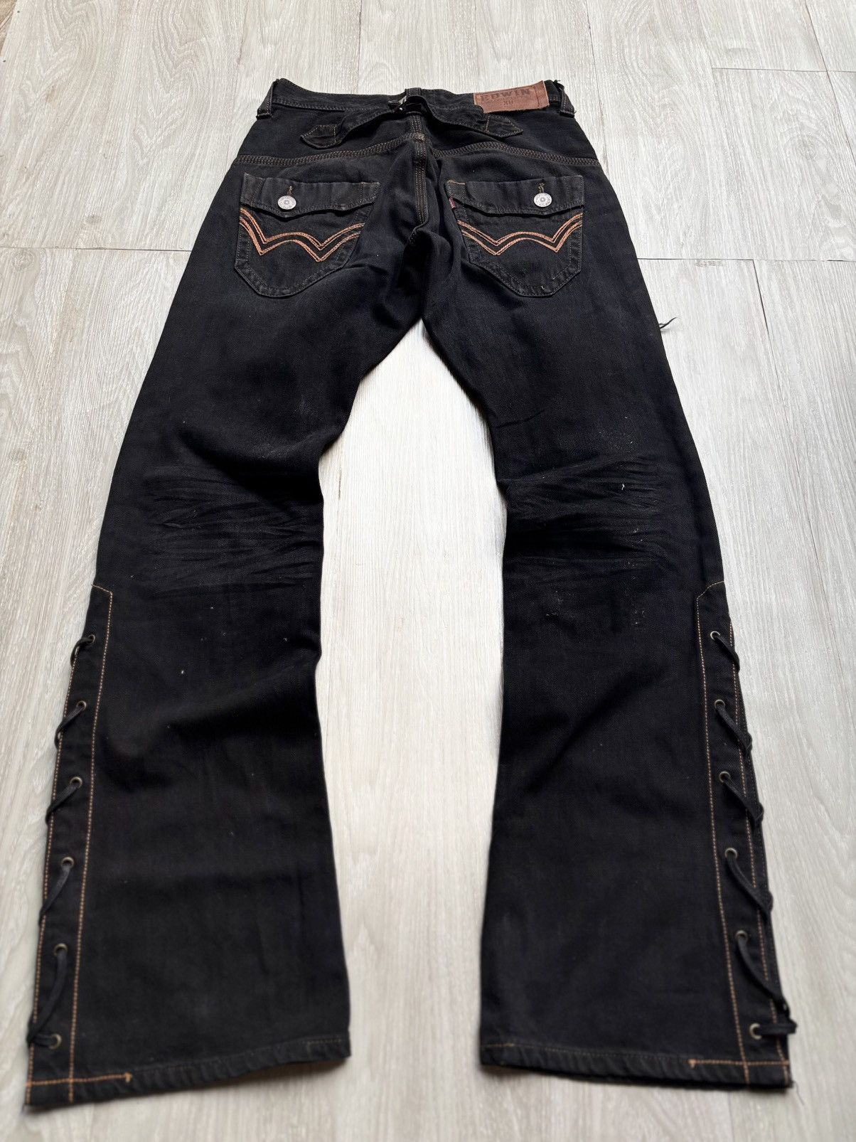 Japanese Brand EDWIN lace-up flare jeans Size US 29 - 3 Thumbnail