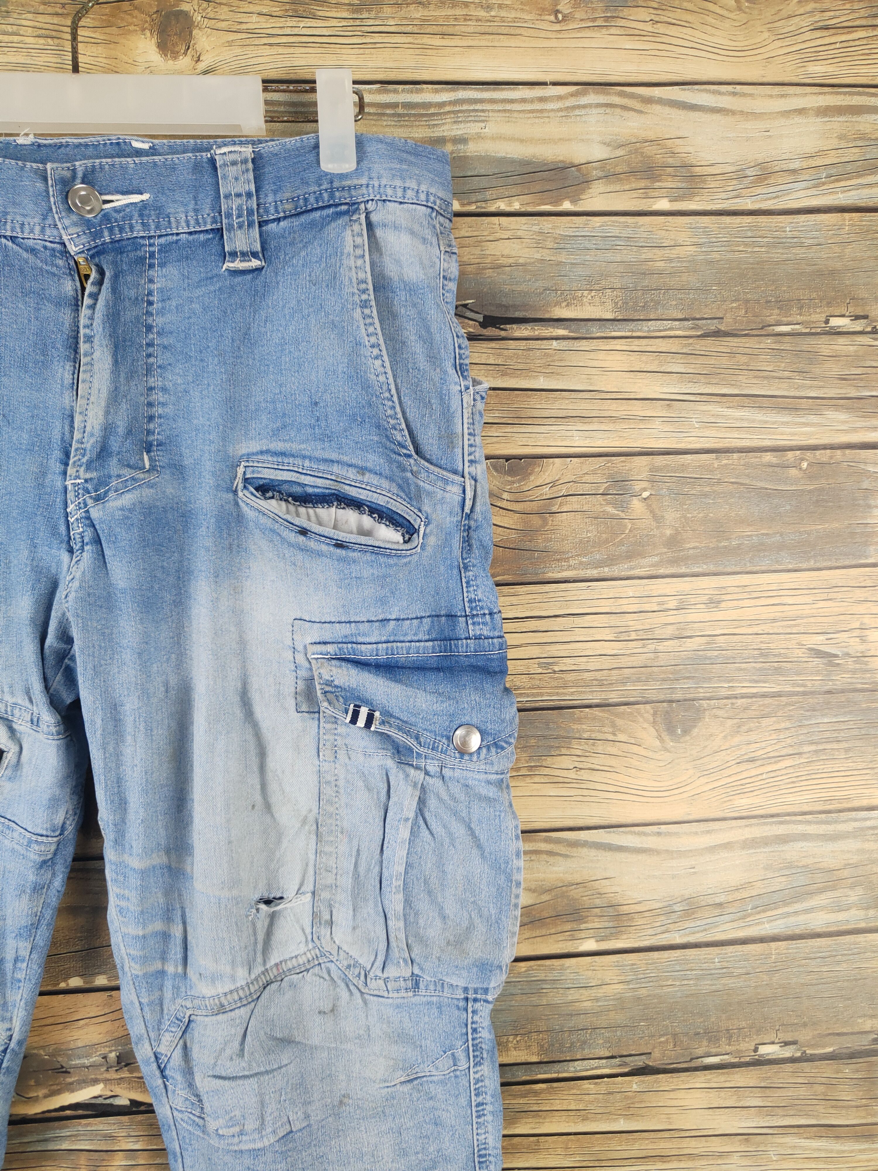 Japanese Brand Toraichi Blue Distressed Ripped Jogger Jeans #W1998 Size US 32 / EU 48 - 6 Thumbnail