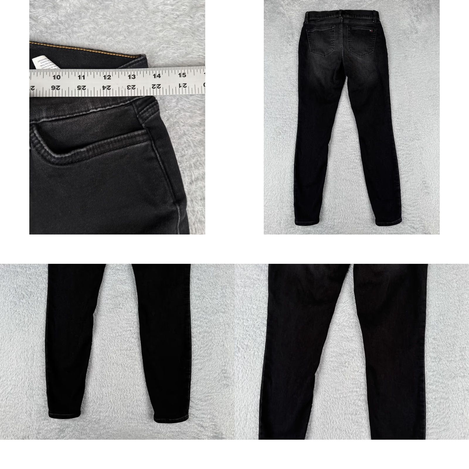 Tommy Hilfiger Tommy Hilfiger Jeans Womens 4 Black Denim Skinny Tapered Mid Rise Cotton 27x28 Jeans Womens Black Tomm y Hilfiger Size 27" / US 4 / IT 40 - 9 Thumbnail