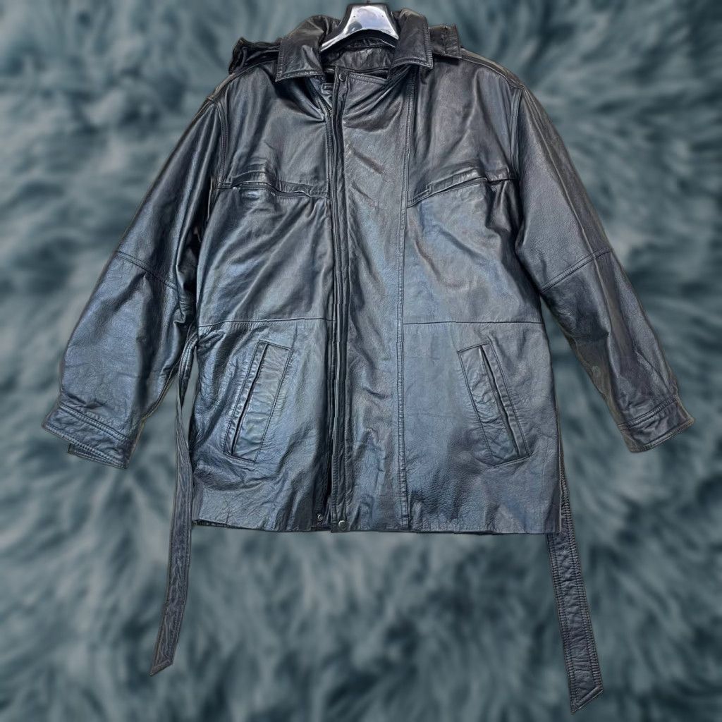 Vintage VINTAGE Wilsons Black Leather Insulated Lined Belted Heavy Jacket Parka Men Size L Size US L / EU 52-54 / 3 - 1 Thumbnail