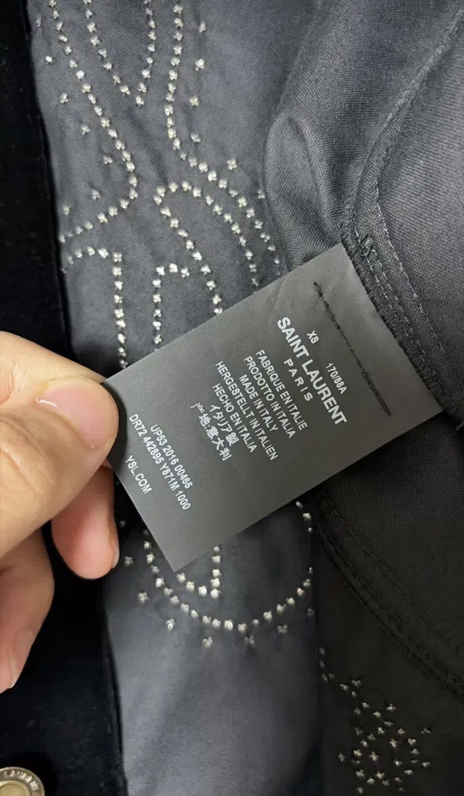 Saint Laurent Paris Saint Laurent 16AW Music Note Velvet Trucker Jacket Size US XS / EU 42 / 0 - 5 Thumbnail