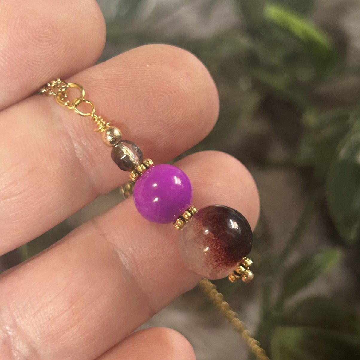 Handmade Handcrafted art glass bead drop pendant on chain necklace Size ONE SIZE - 1 Thumbnail