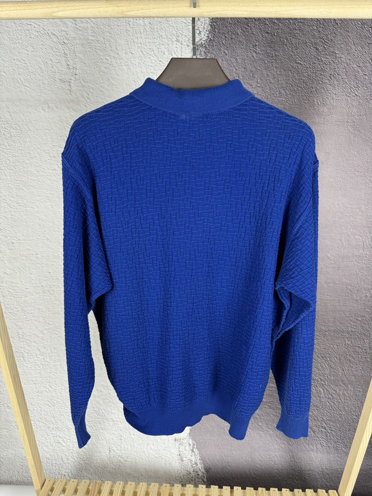 Carlo Colucci × Vintage Carlo Colucci vintage blue knitted rugby polo shirt LS Size US L / EU 52-54 / 3 - 11 Thumbnail