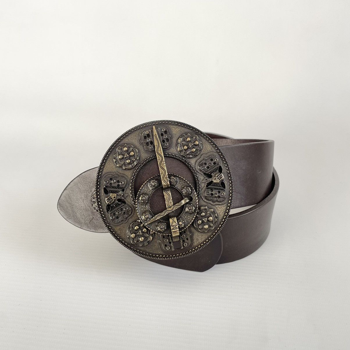 Dries Van Noten Early 2000s ‘Dagger Western’ Buckle Belt Size 32 - 2 Thumbnail