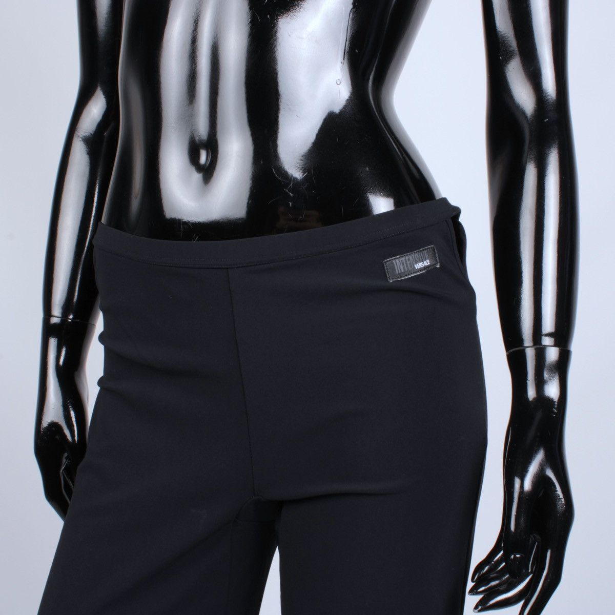 Versace × Vintage Versace Intensive Black Nylon Womens Wide Leg Pants Size 32" / US 10 / IT 46 - 3 Thumbnail