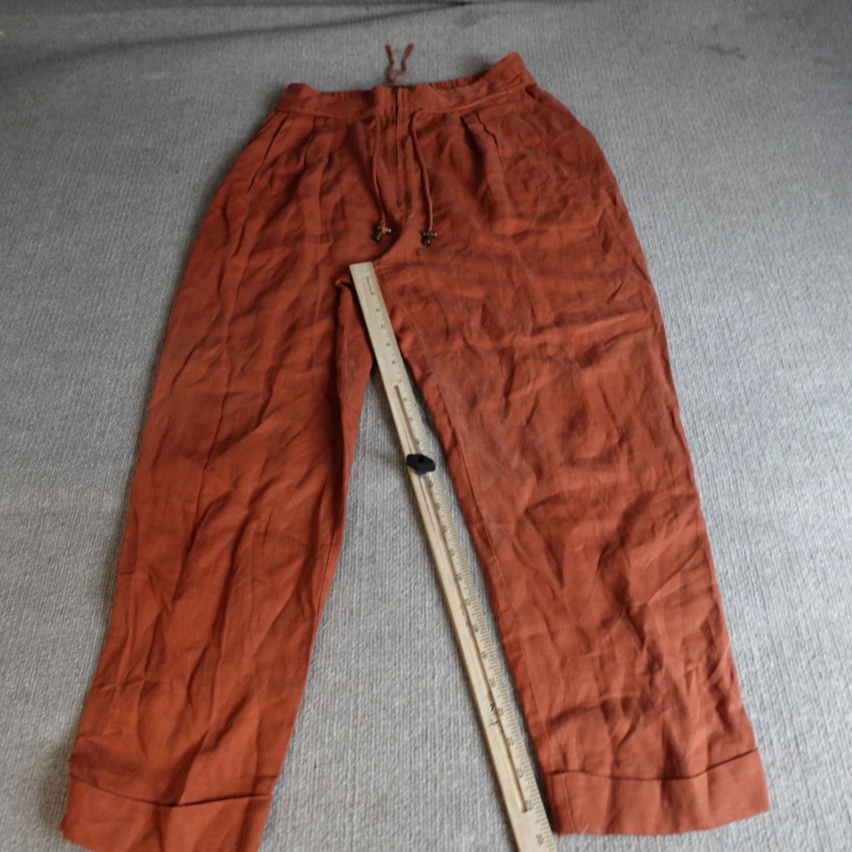 Apiece Apart Apiece Apart Womens Pants 8 Orange Linen Blend Pleated Wide-Leg Cuffed Size 30" / US 8 / IT 44 - 2 Thumbnail