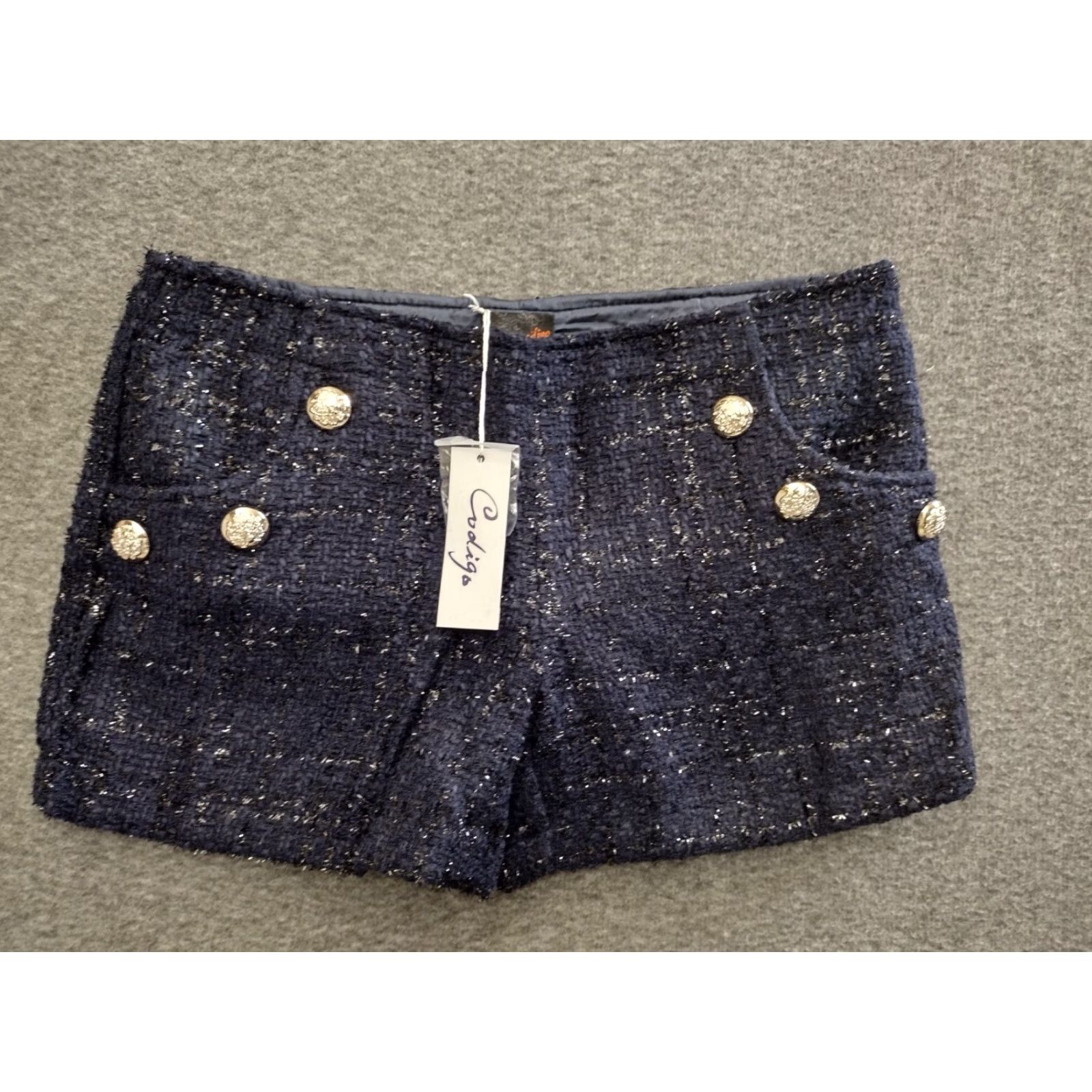 Vintage Codigo Skort Shirt Womens Blue S Tweed Sparkly Zip 90s Casual Short Rise Mid Polyester Size 28" / US 6 / IT 42 - 2 Thumbnail