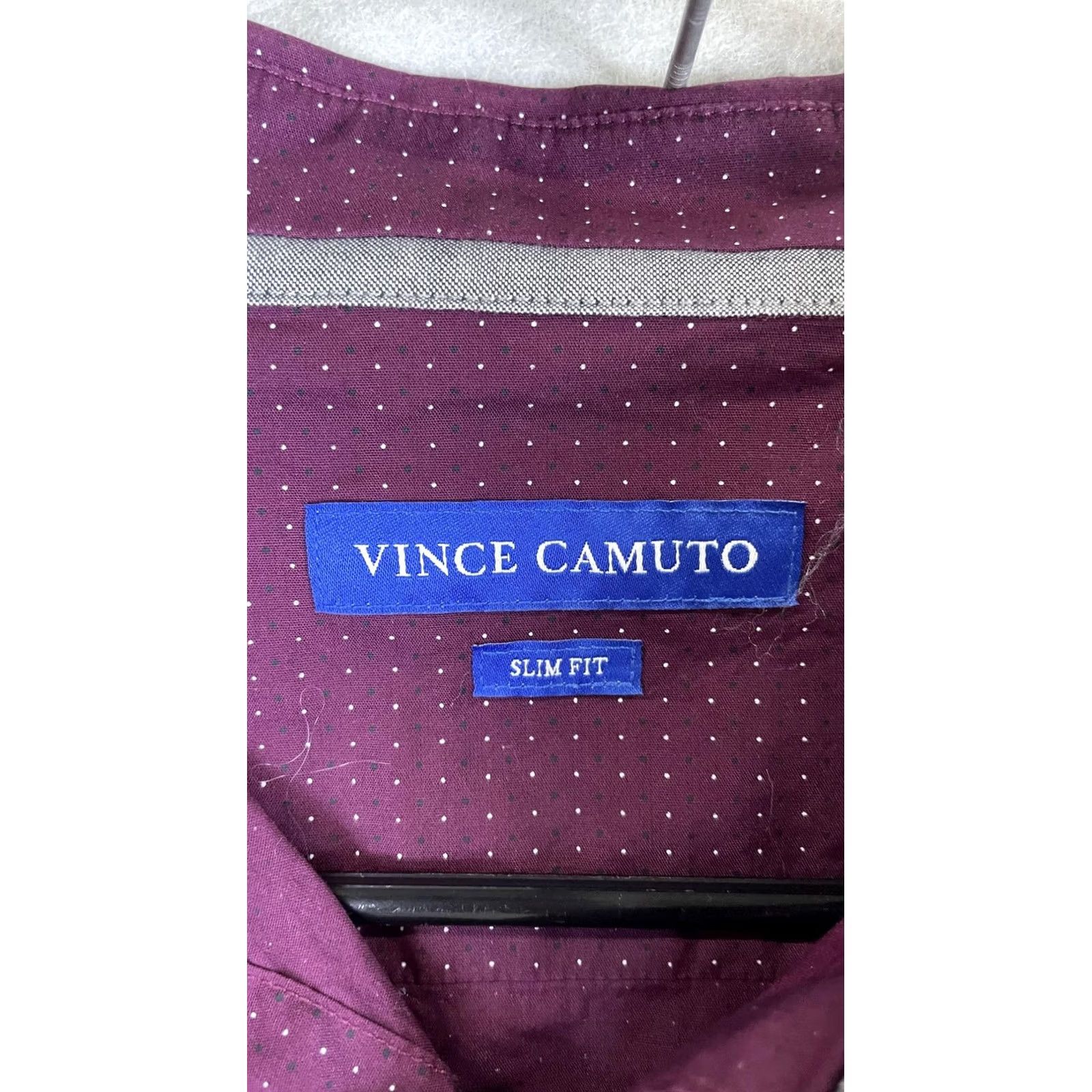 Vince Camuto Vince Camuto Dress Shirt Mens 16 34/35 Purple Polka Dot Slim Fit Long Sleeve Shirt Size 42R - 2 Thumbnail