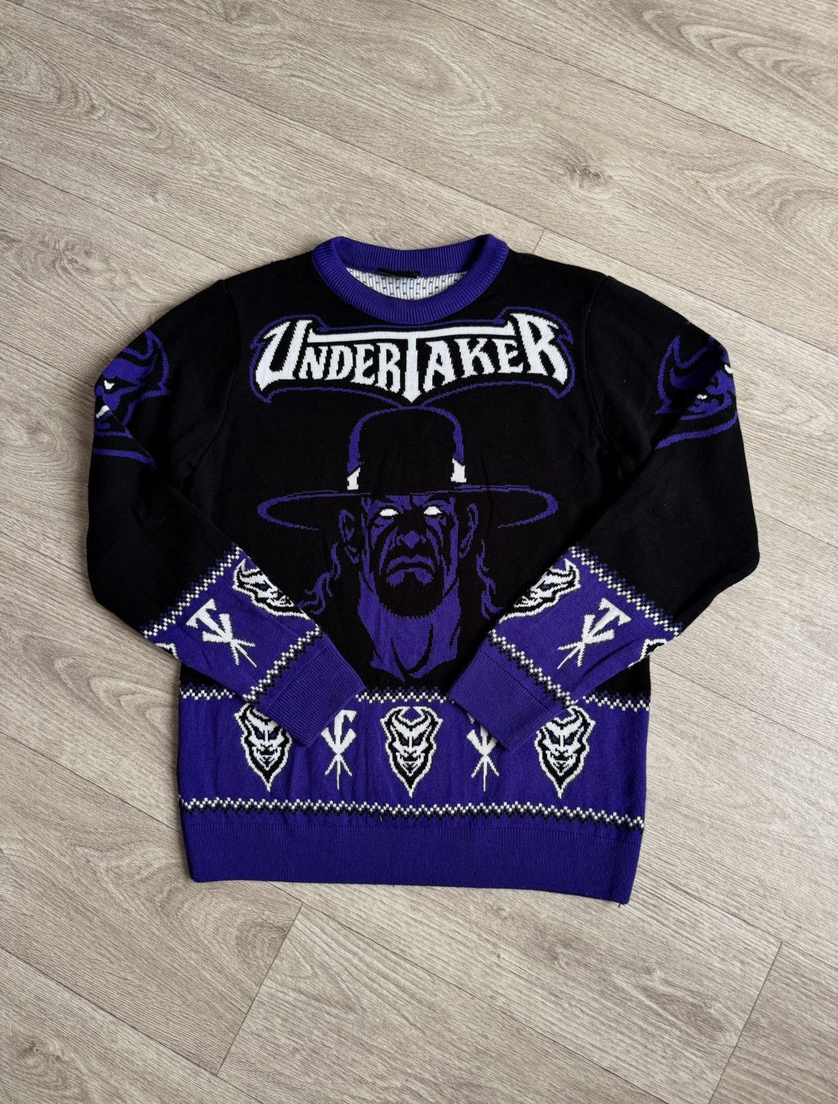 WWE 🔷 Official WWE The Undertaker Crazy Sweater🔷 Size US L / EU 52-54 / 3 - 1 Thumbnail