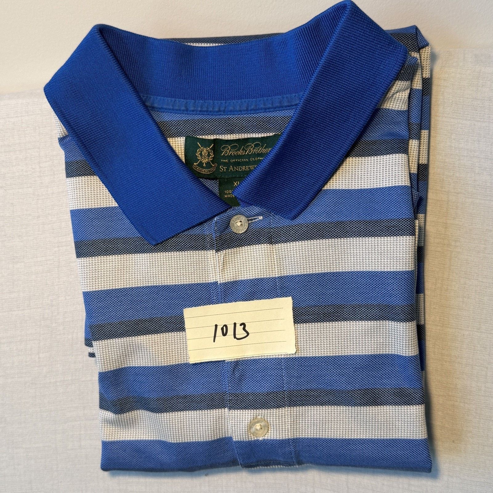 Brooks Brothers Brooks Brothers Golf Polo XL Blue Stripe St Andrews Links Size US XL / EU 56 / 4 - 7 Thumbnail