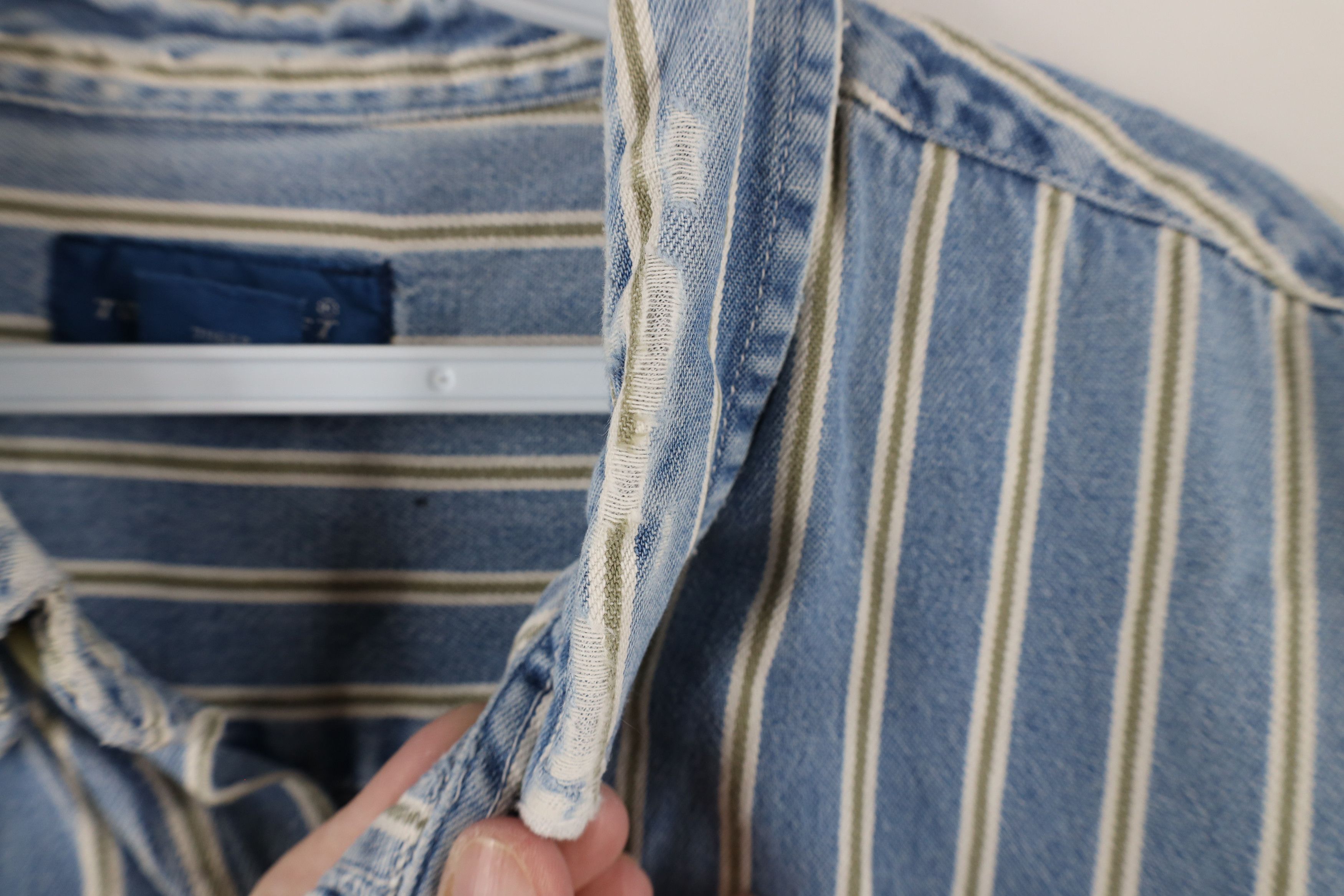 Vintage Vintage 90s Streetwear Striped Denim Jean Button Down Shirt Size US XL / EU 56 / 4 - 11 Thumbnail