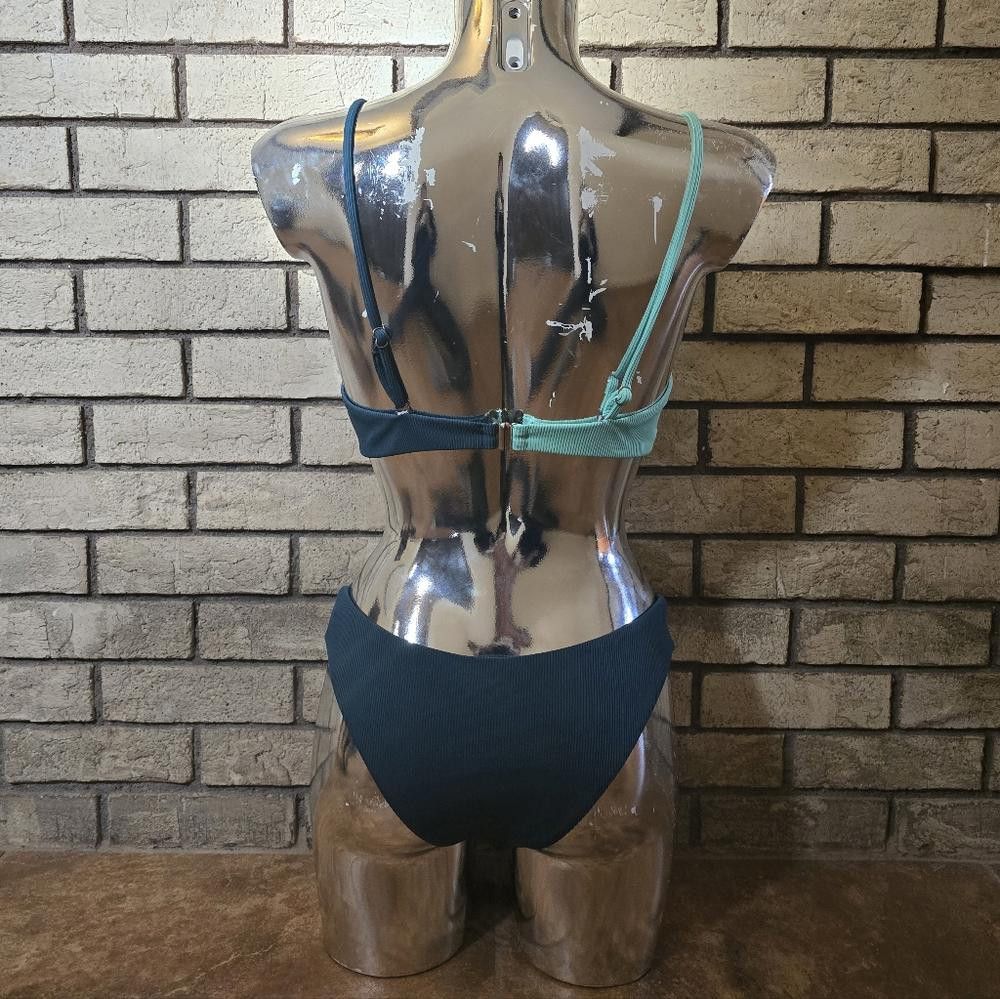 Designer Teal Colorblock Zaful Bikini Set Size ONE SIZE - 2 Thumbnail