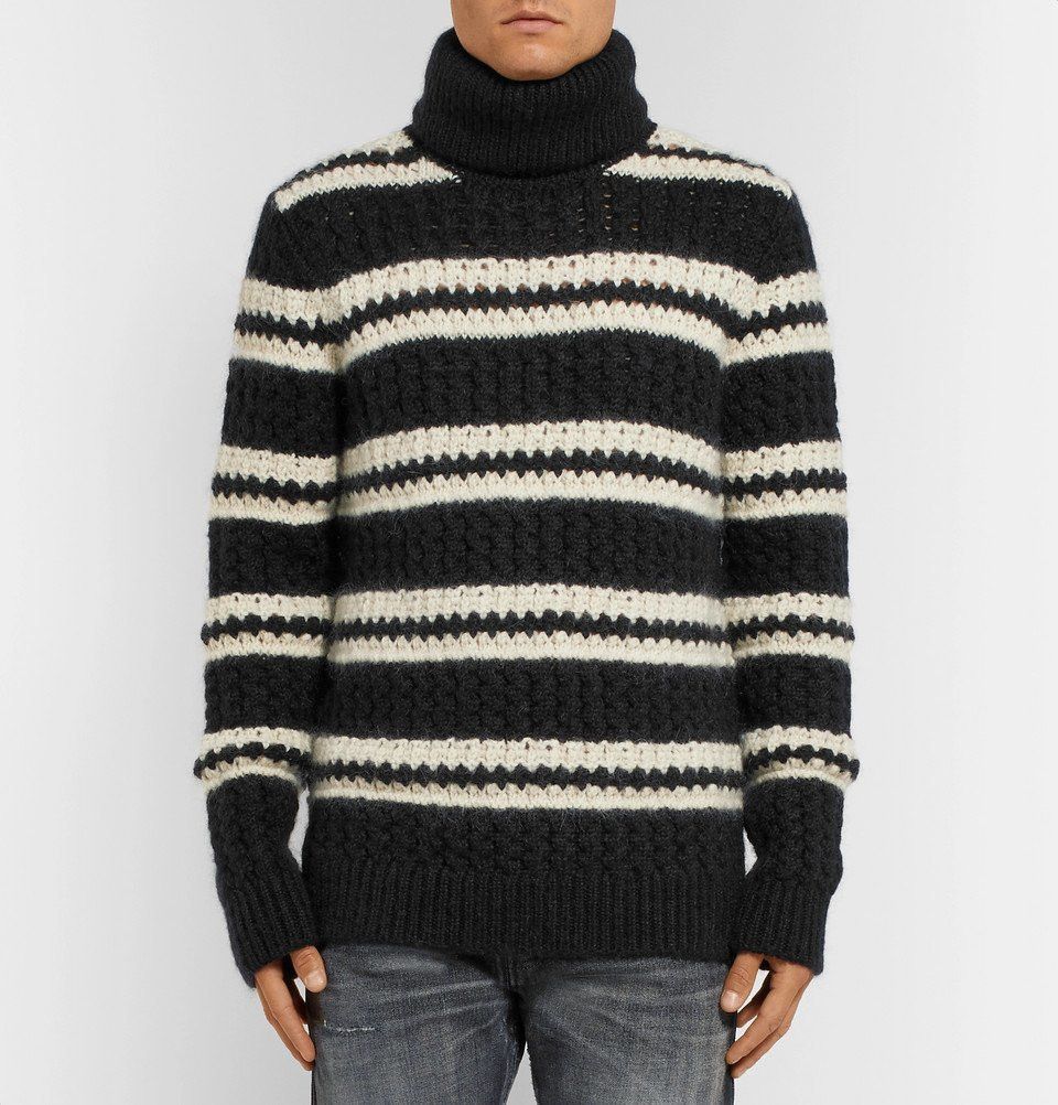 Saint Laurent Paris Saint Laurent Striped cable knit turtleneck sweater Size US M / EU 48-50 / 2 - 5 Thumbnail