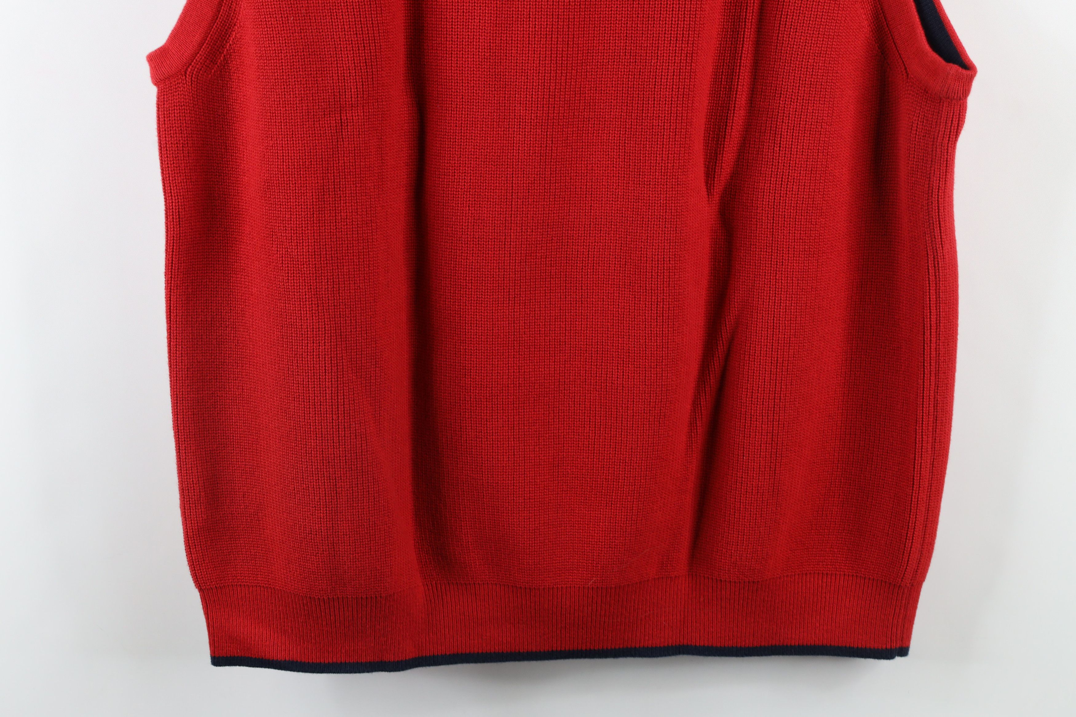 Tommy Hilfiger × Vintage Vintage 90s Tommy Hilfiger Ribbed Knit Sweater Vest Red Size US XL / EU 56 / 4 - 9 Thumbnail