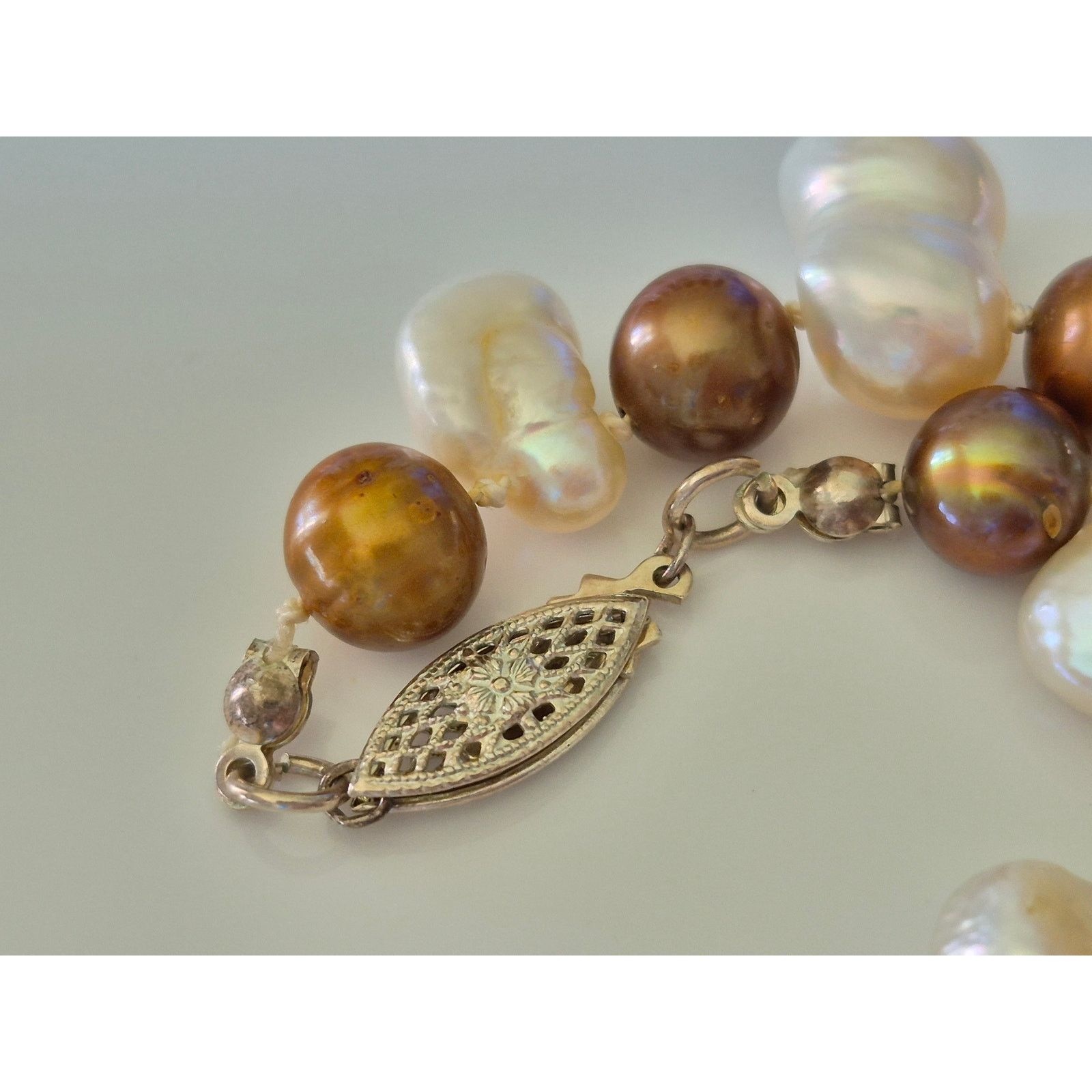 Other Baroque White & Bronze Colored Natural Pearl Necklace Size ONE SIZE - 3 Thumbnail