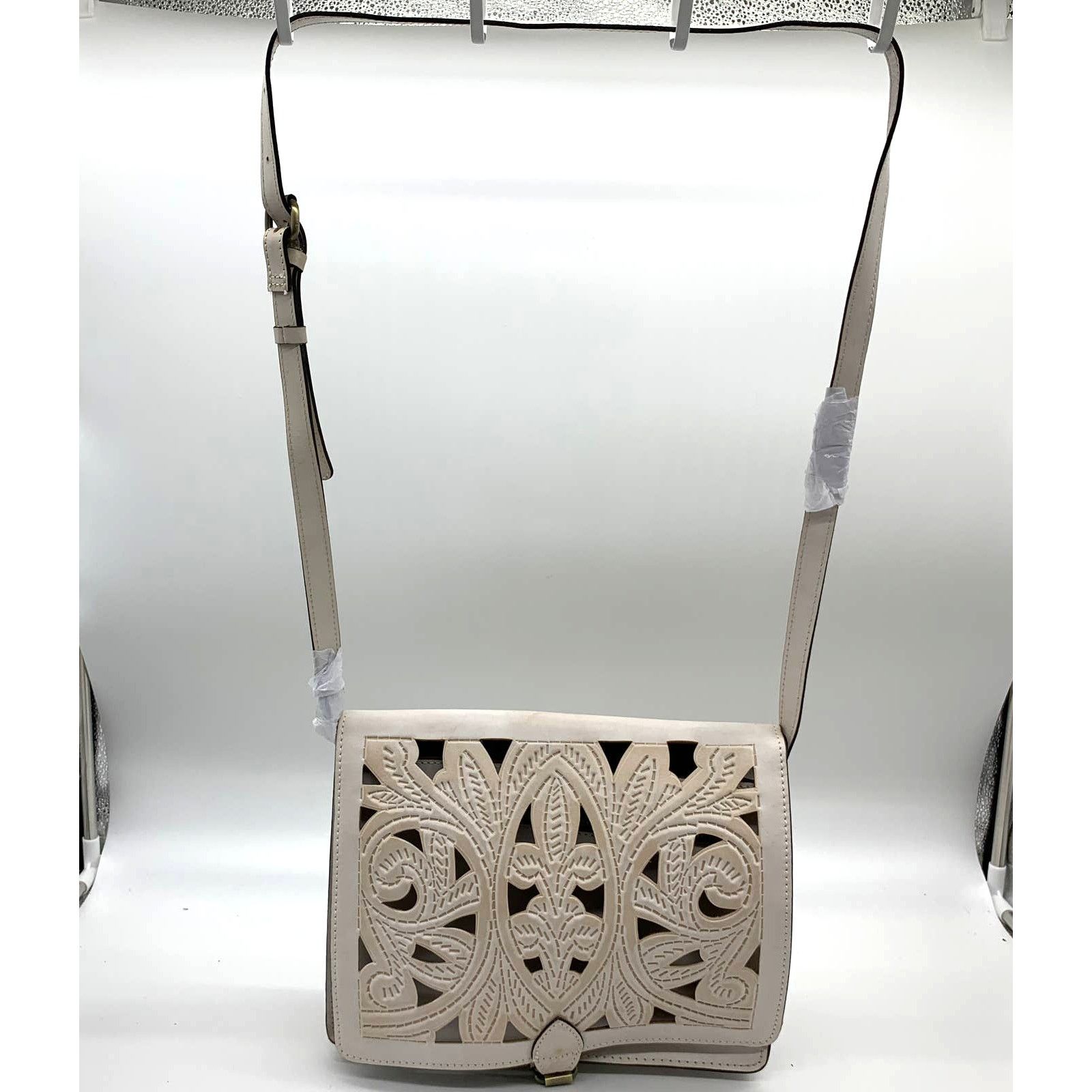 Patricia Nash Crossbody Leather Handbags Salandra Flap Purse in White, Women's