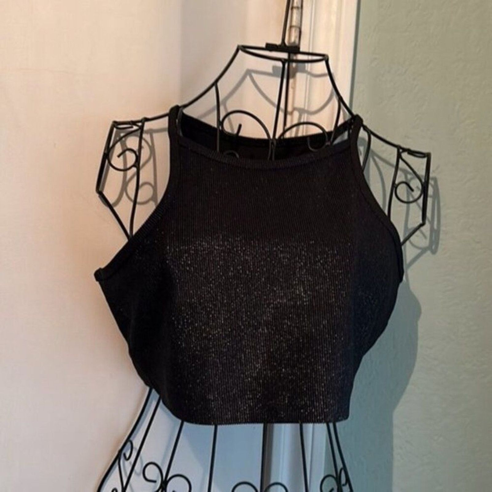 Beach Riot Beach Riot Glitter Anna Tank Sports Bra Black Glitter Size M / US 6-8 / IT 42-44 - 4 Thumbnail