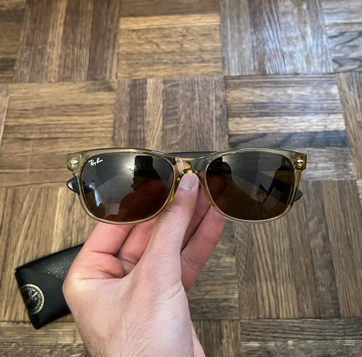 image of Rayban Two-Tone Wayfarer Sunglasses in Yellow, Men's