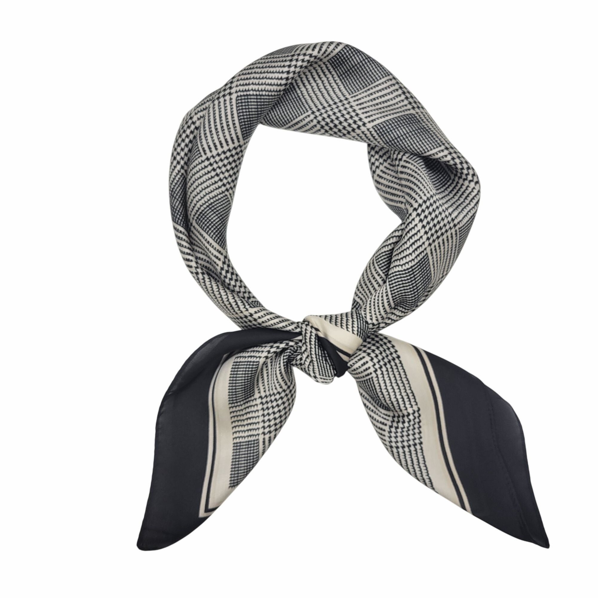 Other ❤️Elegant Bandana Square Scarf Silky Satin Soft BLACK Beige Size ONE SIZE - 3 Thumbnail