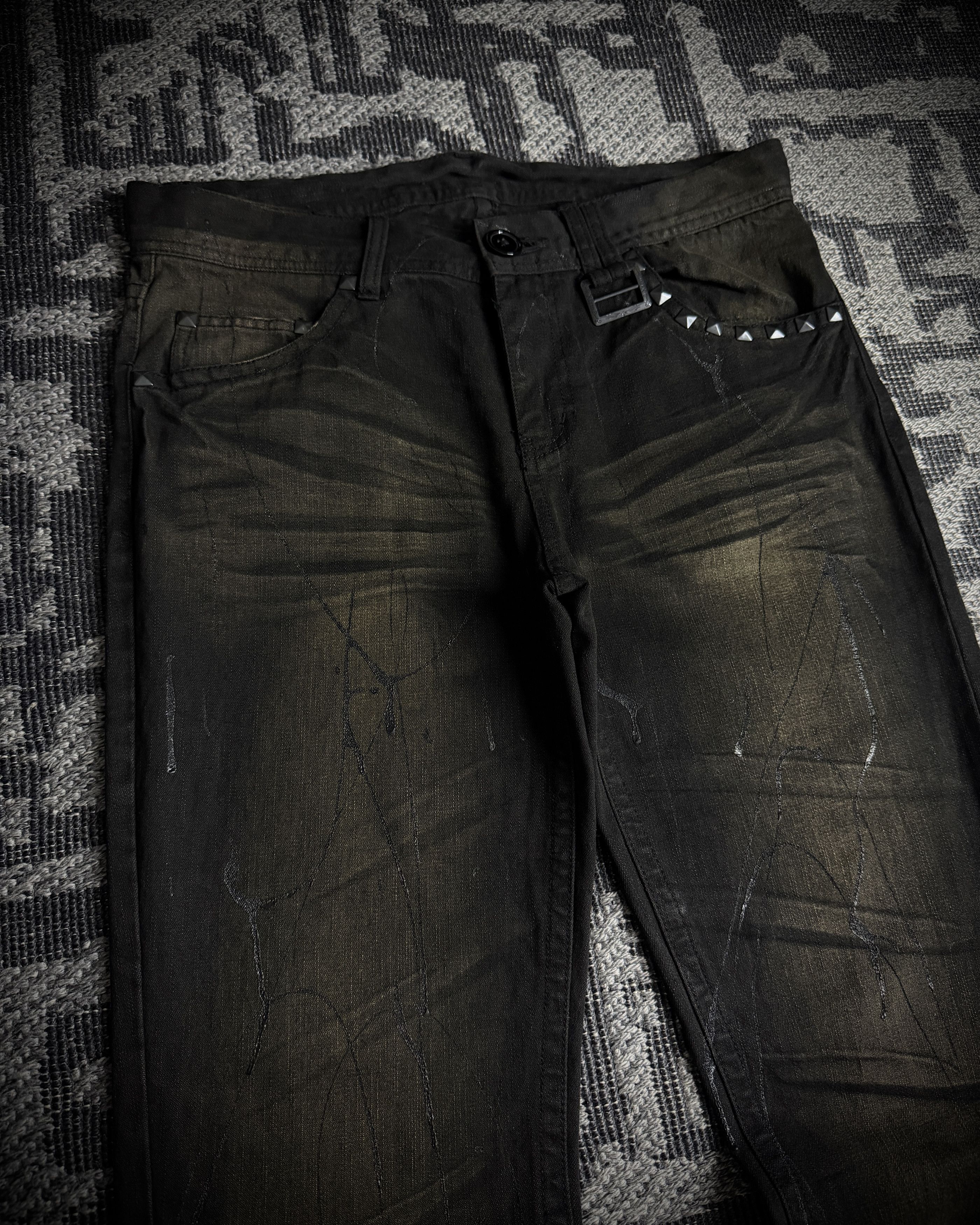 Japanese Brand Xfrm Rust Fade Paint Embroidered Bootcut Denim Size US 33 - 6 Thumbnail