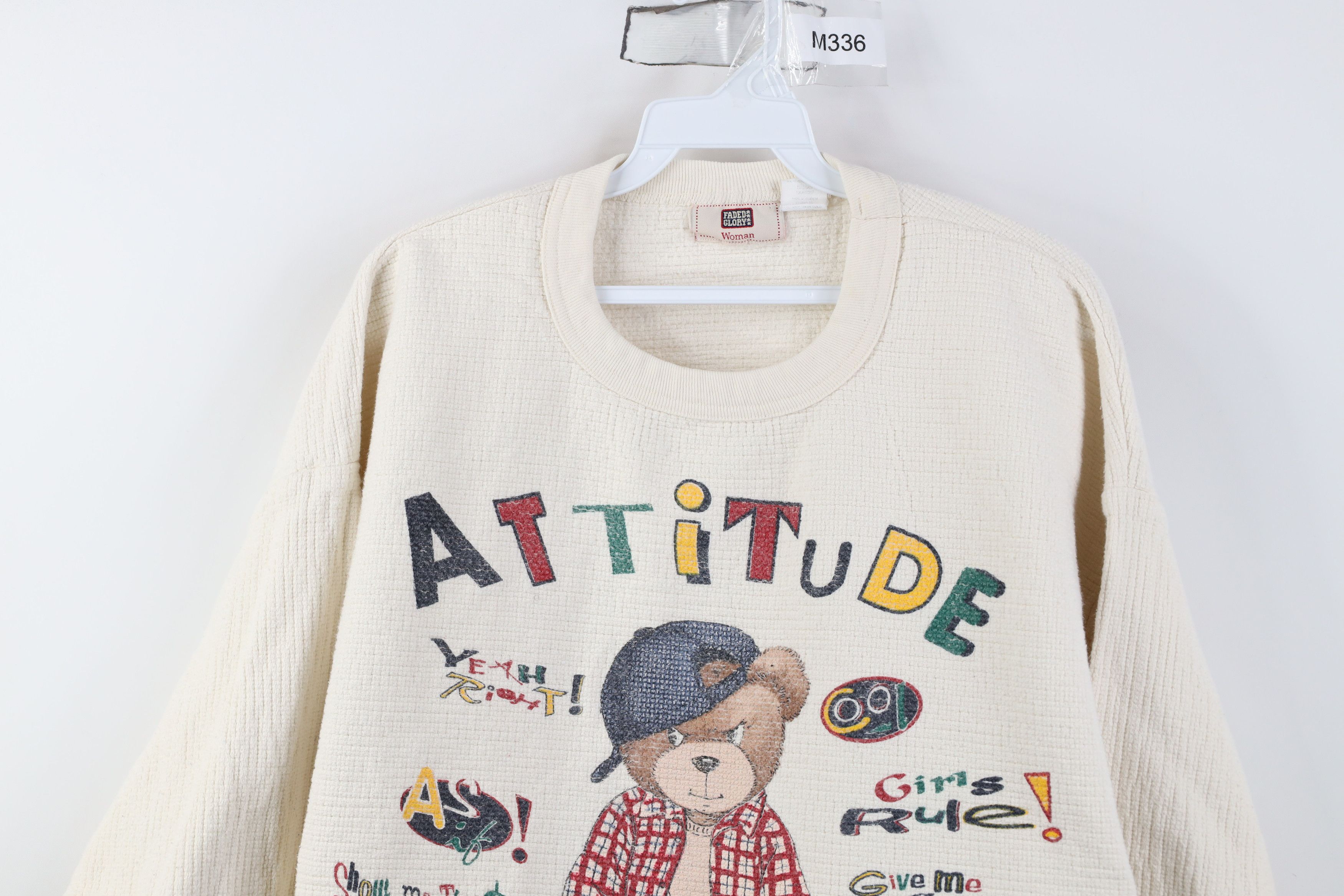 Vintage Vintage 90s Streetwear Teddy Bear Thermal Knit Sweater Size XL / US 12-14 / IT 48-50 - 2 Thumbnail