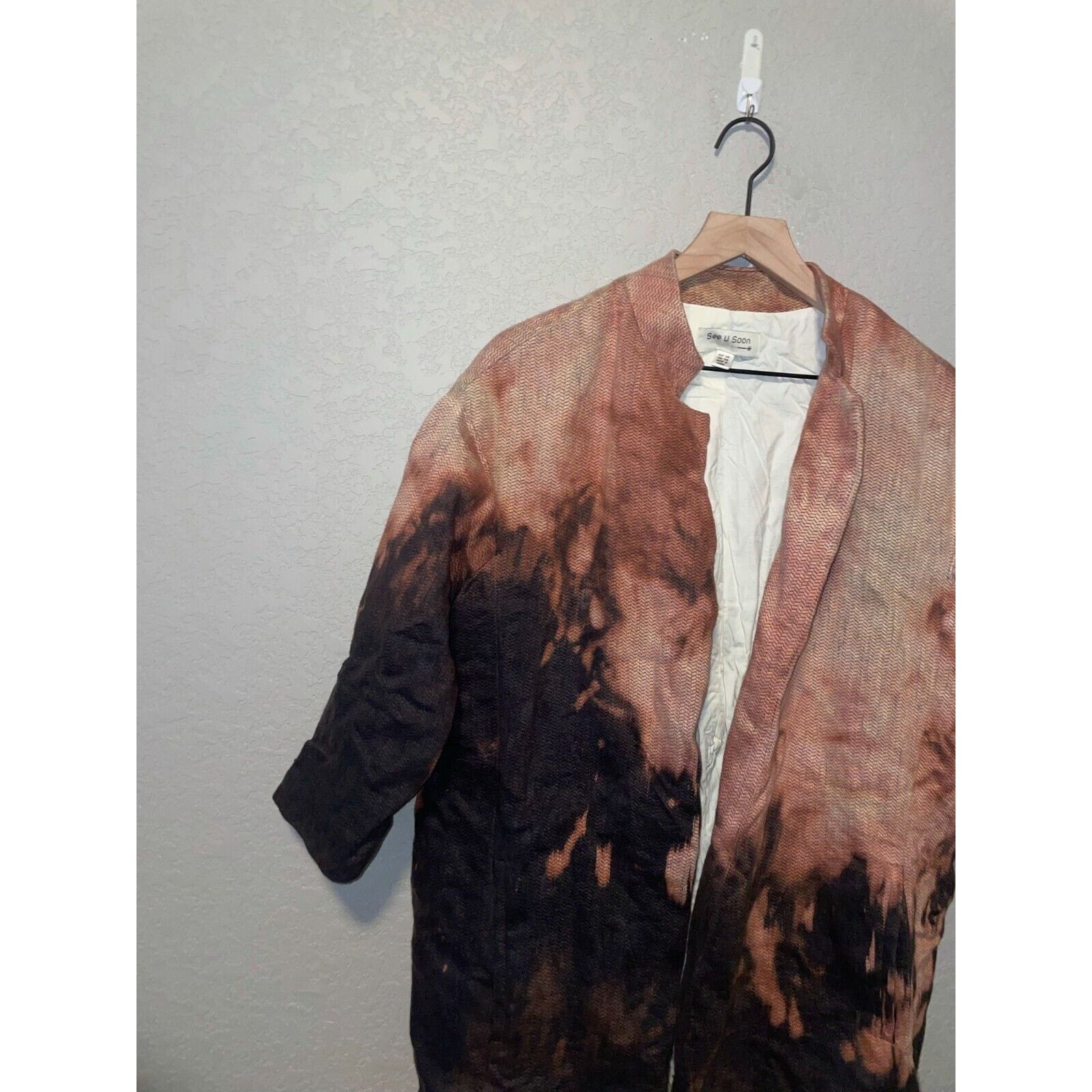 Vintage See U Soon Jacket Black Bleached Blazer Linen Poly M Medium Size M / US 6-8 / IT 42-44 - 7 Thumbnail