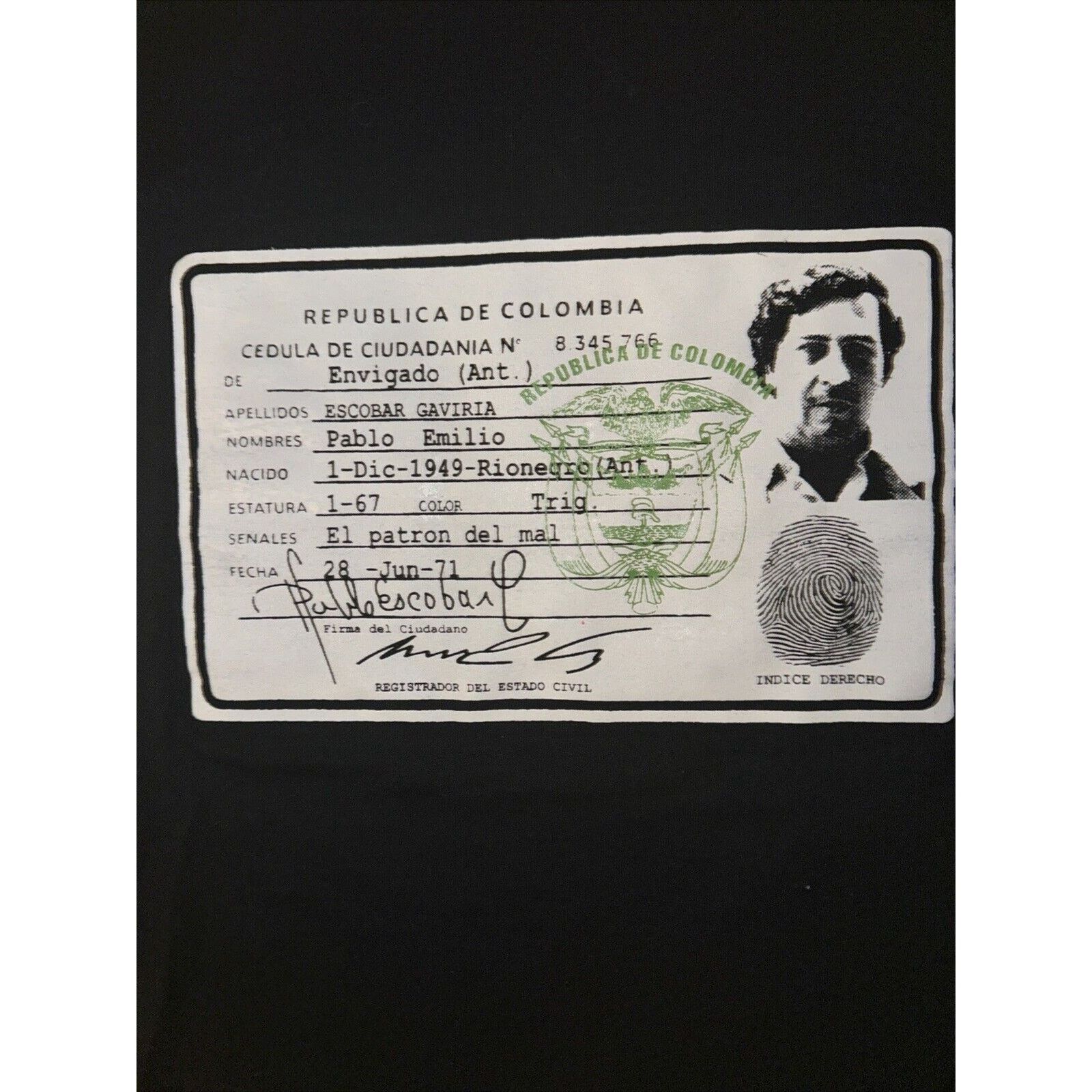 Band Tees × Vintage Pablo Escobar Graphic Tee T-Shirt Black Large 20x25 Size US L / EU 52-54 / 3 - 2 Thumbnail