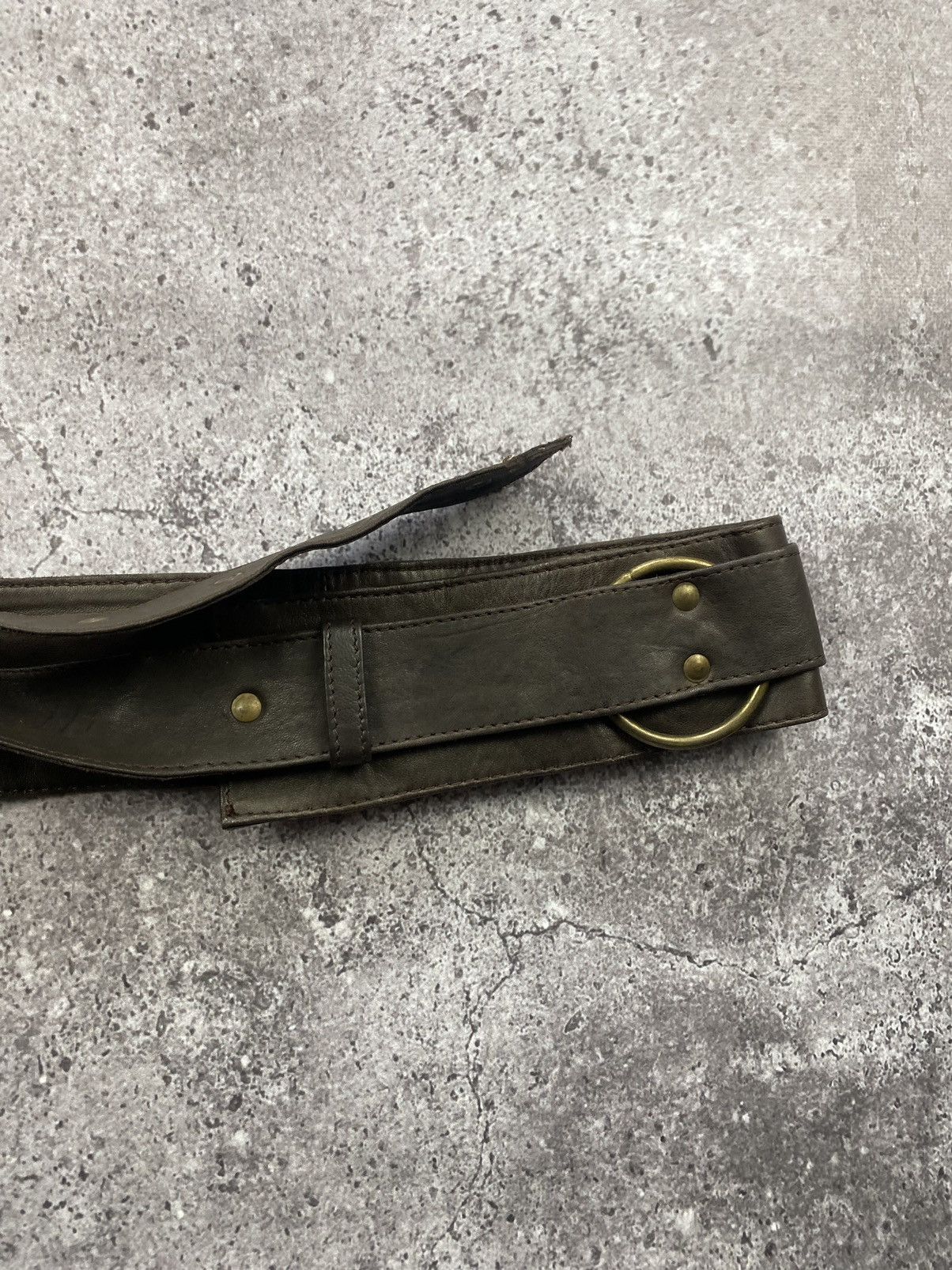 Japanese Brand × Vintage Avant garde cowboy leather Y2K brown belt Japanese style Size ONE SIZE - 9 Thumbnail