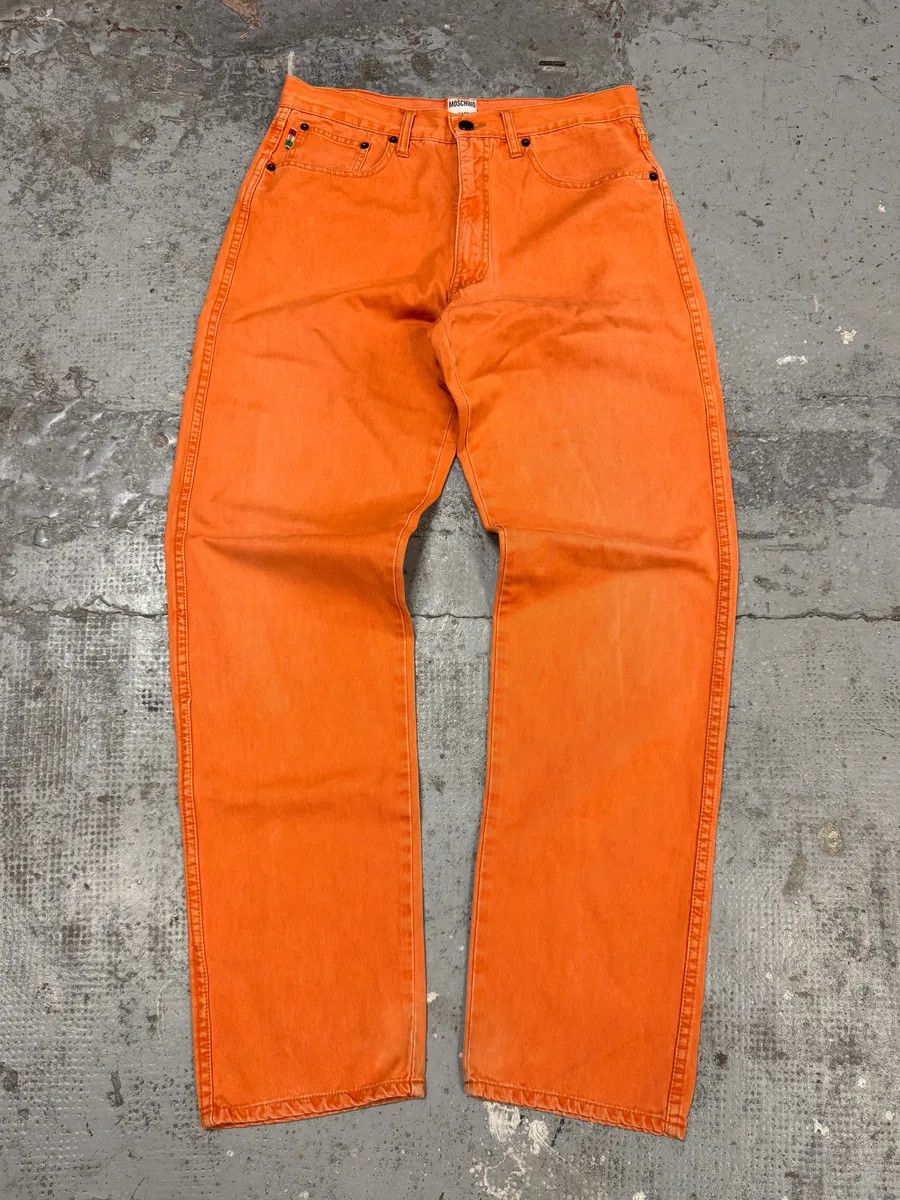 Designer × Moschino × Vintage 1990s Moschino Cozy Straight Orange Pants Size 27" / US 4 / IT 40 - 1 Thumbnail