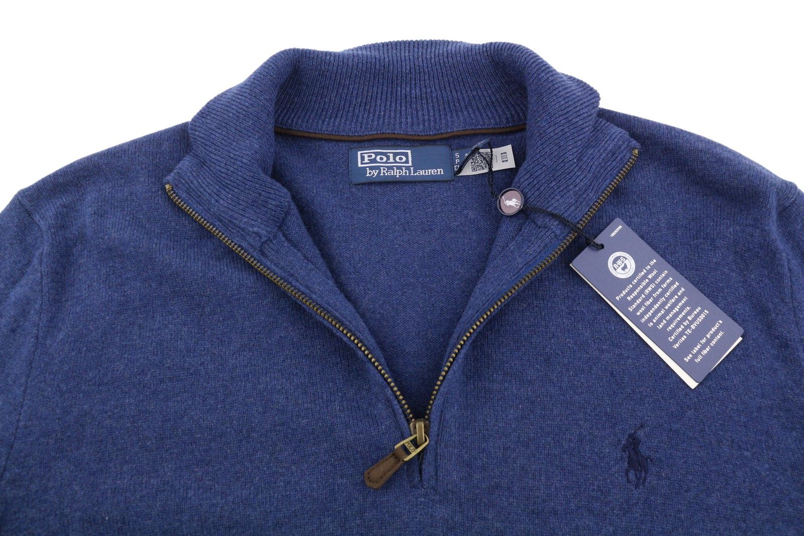 Ralph Lauren NAVY S Wool Tight Knit Half Zip Pullover 86948 Size US S / EU 44-46 / 1 - 5 Thumbnail
