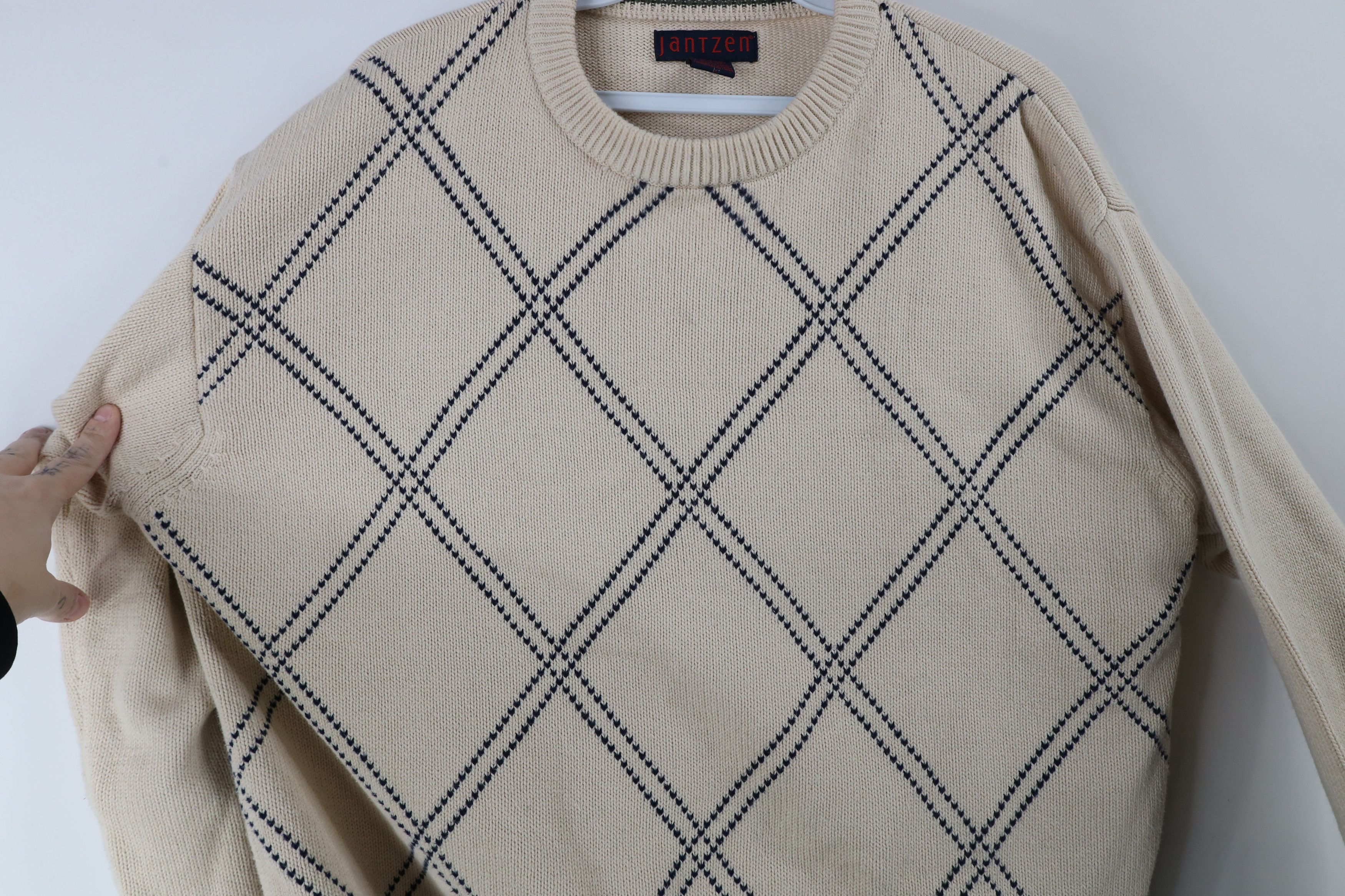 Vintage Vintage 90s Streetwear Argyle Cotton Knit Crewneck Sweater Size US M / EU 48-50 / 2 - 5 Thumbnail