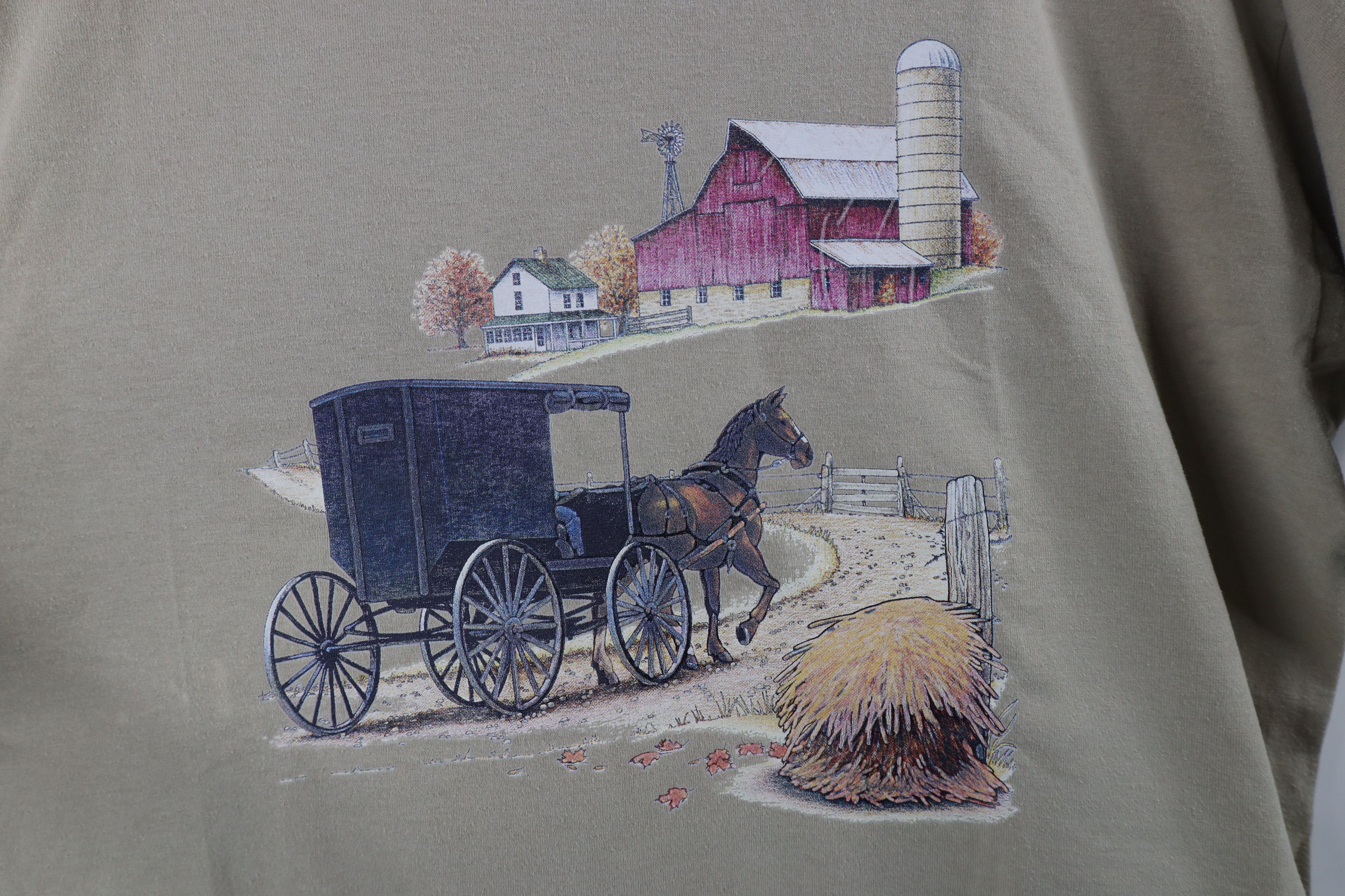 Vintage Vintage 90s Country Primitive Barn Farmhouse Horse T-Shirt Size XL / US 12-14 / IT 48-50 - 4 Thumbnail