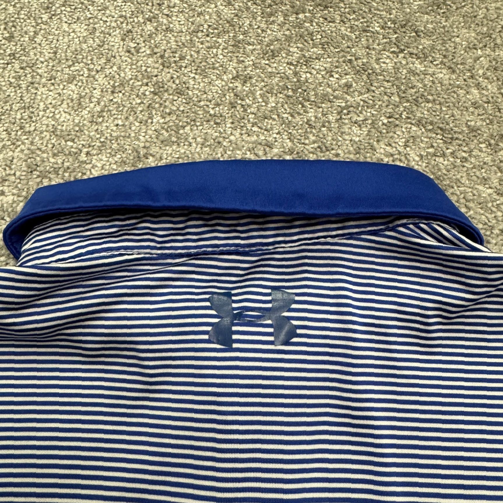 Under Armour Under Armour Shirt Polo The Performance Mens XL Blue Striped Loose Fit Golf Prep Size US XL / EU 56 / 4 - 3 Thumbnail