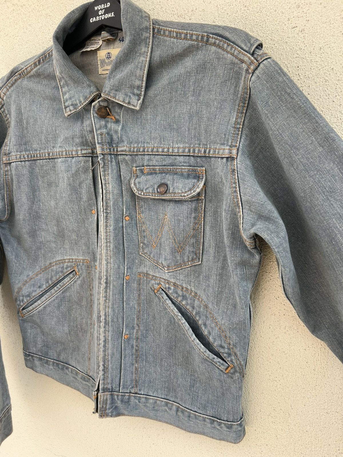 Vintage Vintage 90s Wrangler Blue Bell Faded Grey Denim Jacket Size US L / EU 52-54 / 3 - 9 Thumbnail