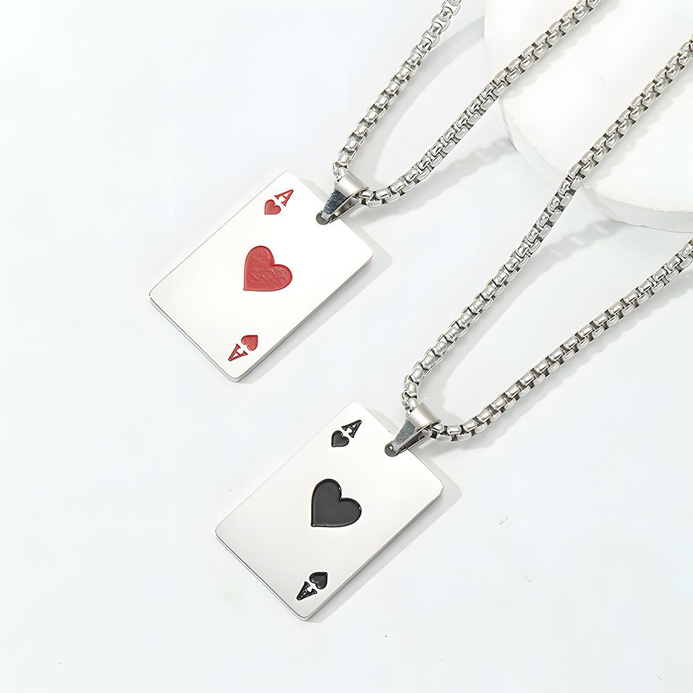 Vintage 2pcs of Ace Stainless Steel Poker Card Necklaces Size ONE SIZE - 5 Thumbnail