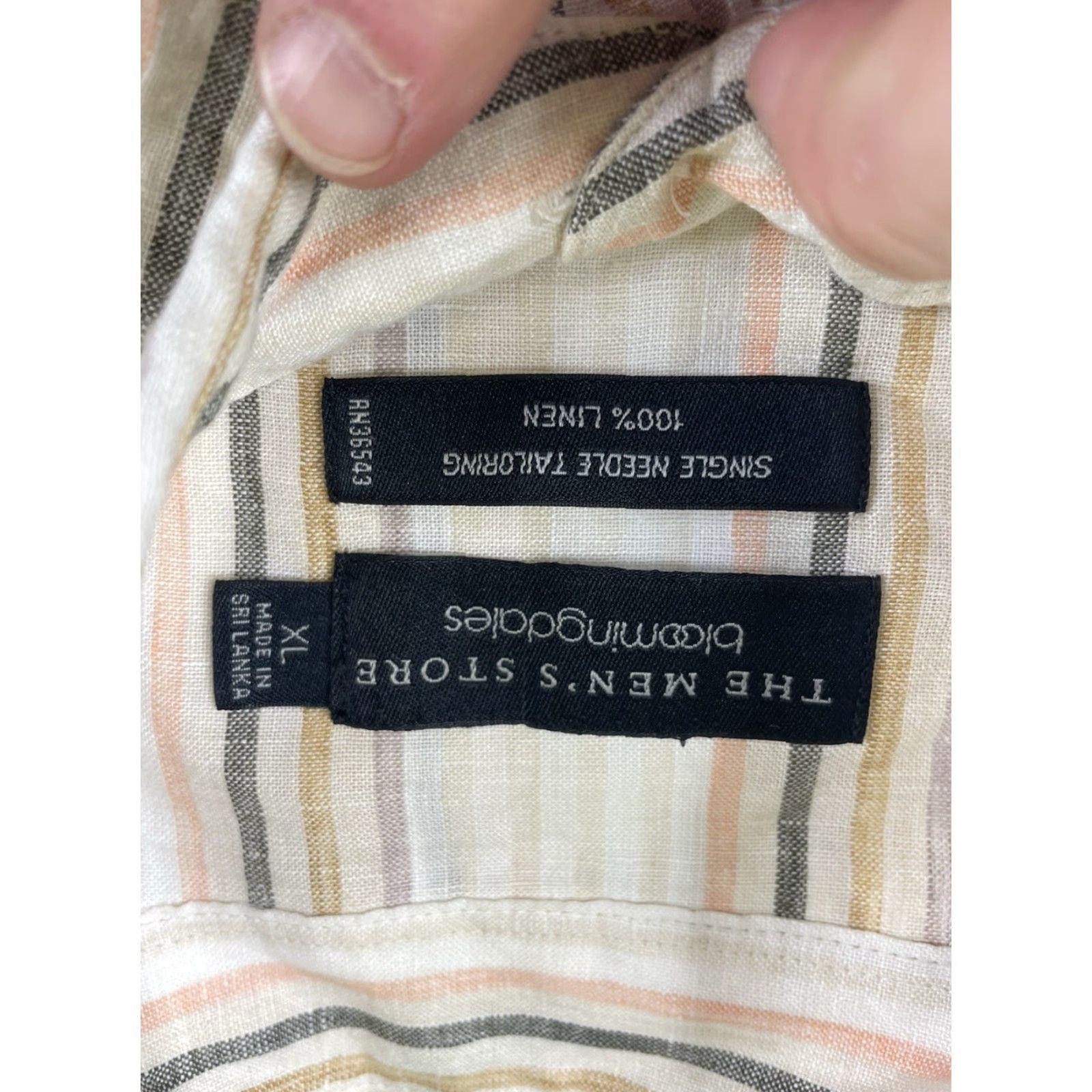 Bloomingdale's Bloomingdale's The Men's Store Linen Button Down Shirt Striped XL Multicolor Pattern Long Sleeve Button-Up Collared Men Size US XL / EU 56 / 4 - 4 Thumbnail