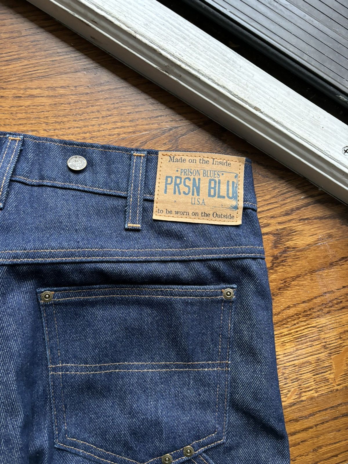 Carhartt × Vintage 1990s PRSN Blue Double Knees Vintage Prison Work Jeans Heavy Size US 32 / EU 48 - 13 Thumbnail