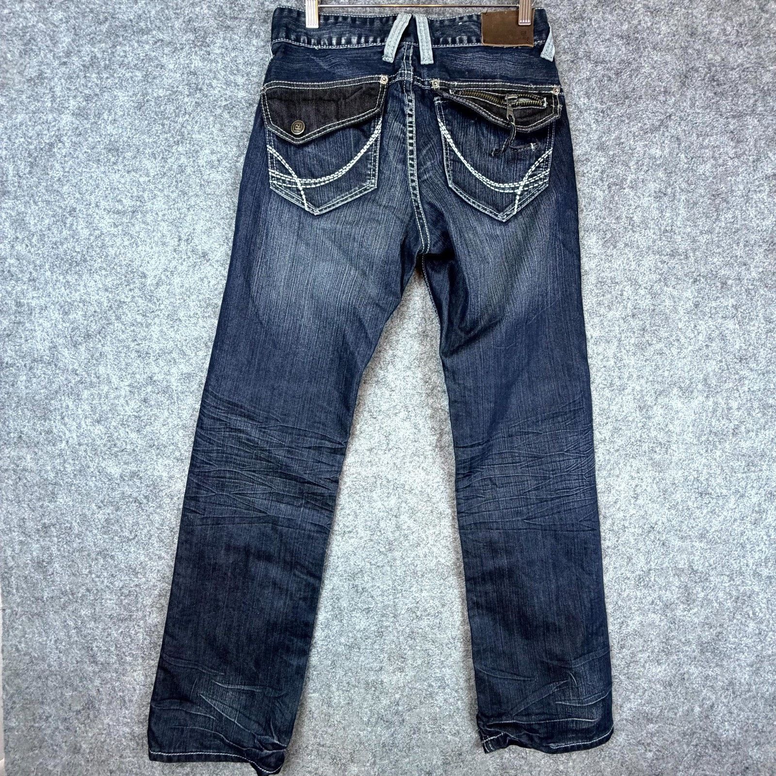 Carbon Carbon Black Jeans 28 Blue Straight Flap Pocket Y2K Grunge Size 28" / US 6 / IT 42 - 1 Thumbnail