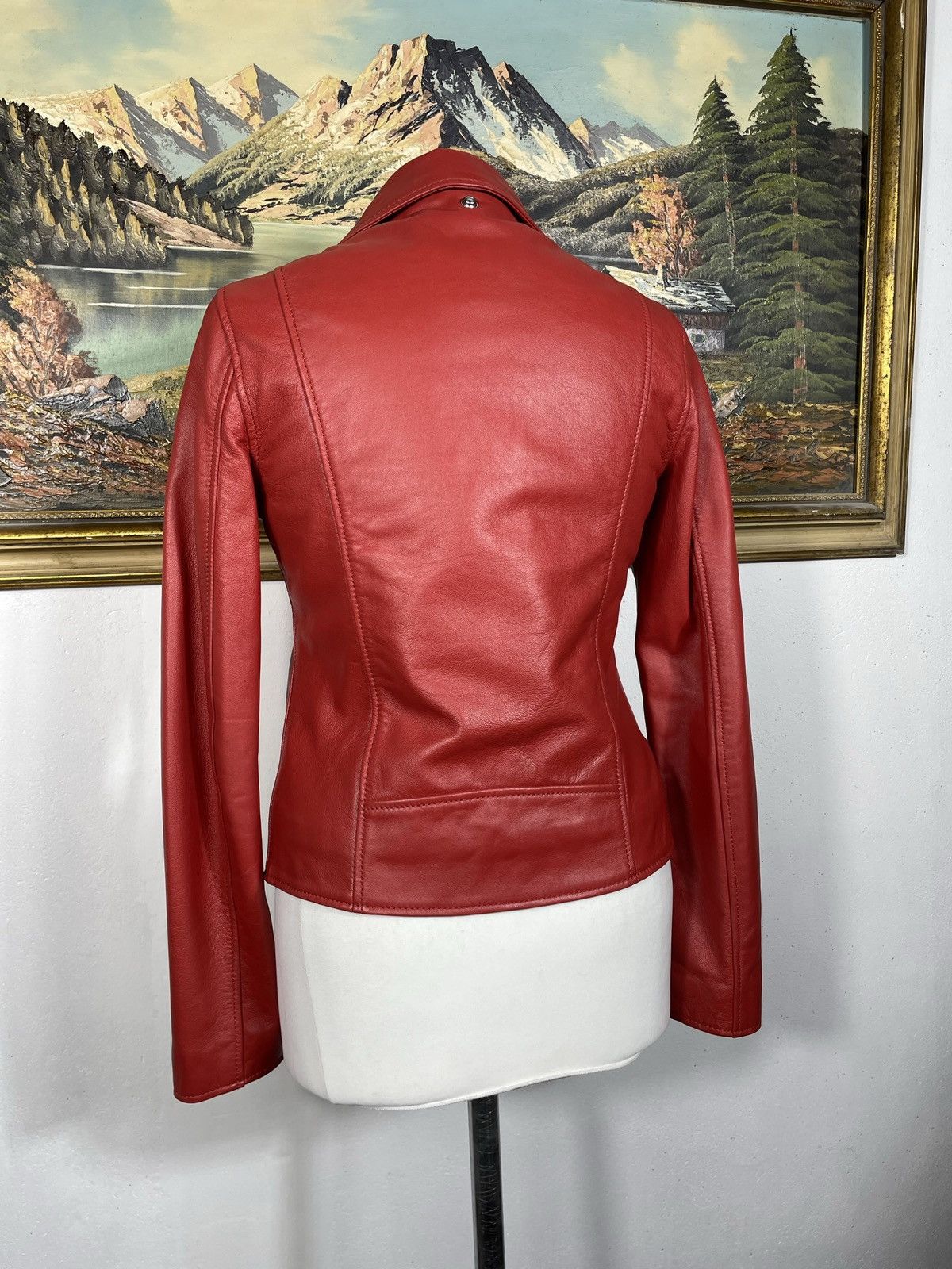 Schott Schott Lambskin Leather Zip Red Biker Jacket Motor Harley Size S / US 4 / IT 40 - 6 Thumbnail