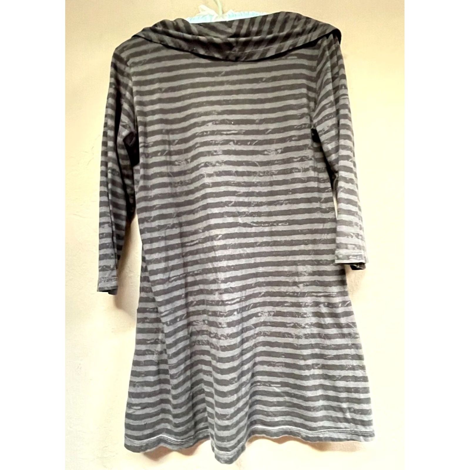 MCM CMC Color Me Cotton Women's Cowl Neck Shift Dress Cotton Stripe Gray Size Small Size S / US 4 / IT 40 - 2 Thumbnail