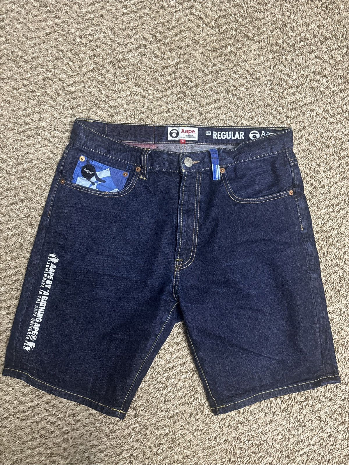 Aape Aape by a Bathing Ape blue camo denim Short embroidered Size US 36 / EU 52 - 1 Thumbnail
