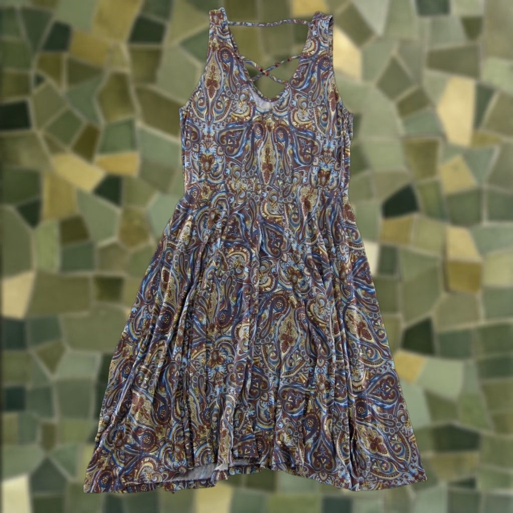 Vintage Lascana Dress Brown Beaded Paisley Jersey Stretch Midi Sheath Tank Sun 6 Womens Size M / US 6-8 / IT 42-44 - 1 Thumbnail