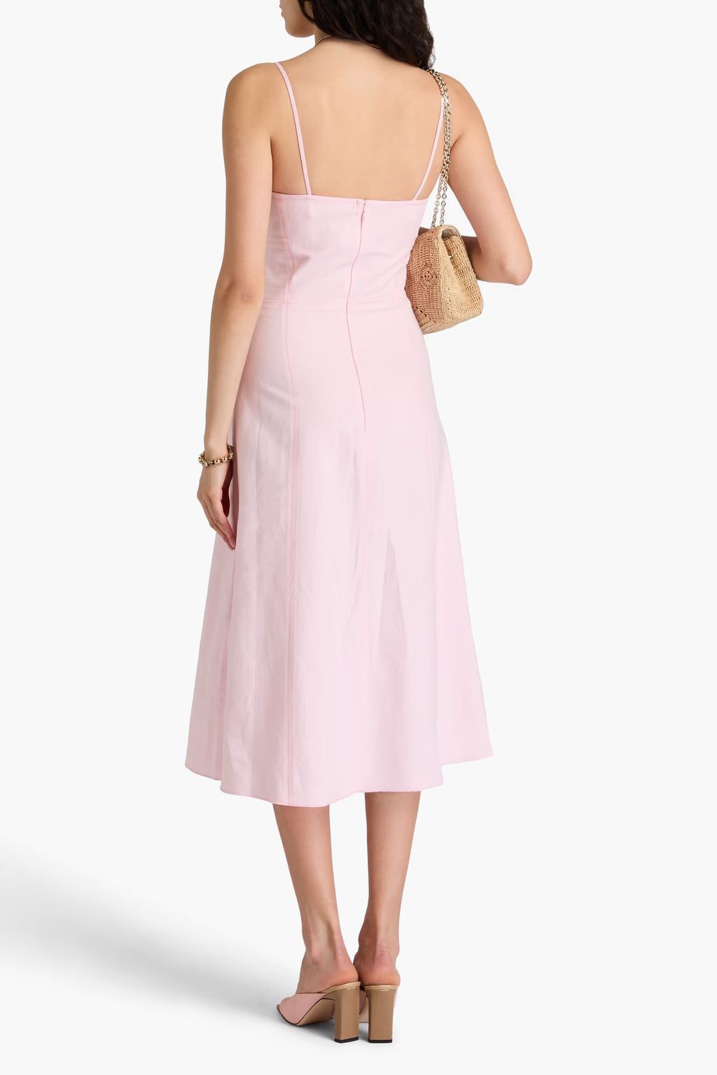 Victoria Beckham o1mle0525 Panetted Enibroidered Cami Midi Dress Size M / US 6-8 / IT 42-44 - 3 Thumbnail