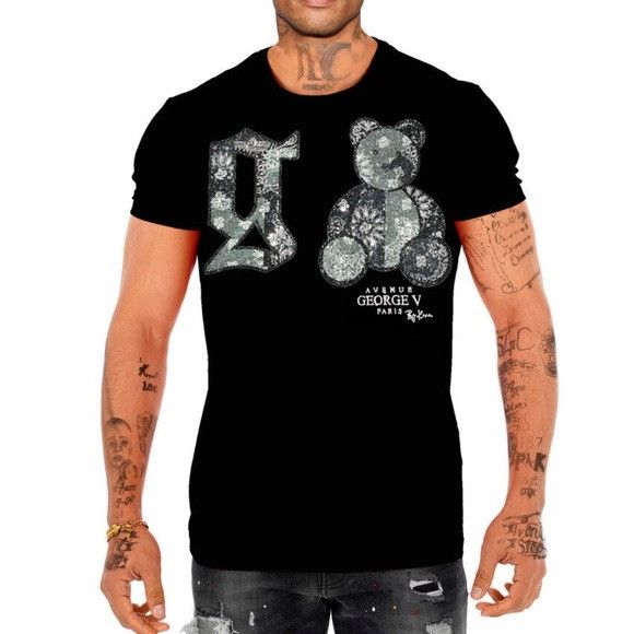 George V Paris Men’s designer black George V of Paris T-shirt with rhinesto Size US XL / EU 56 / 4 - 1 Preview