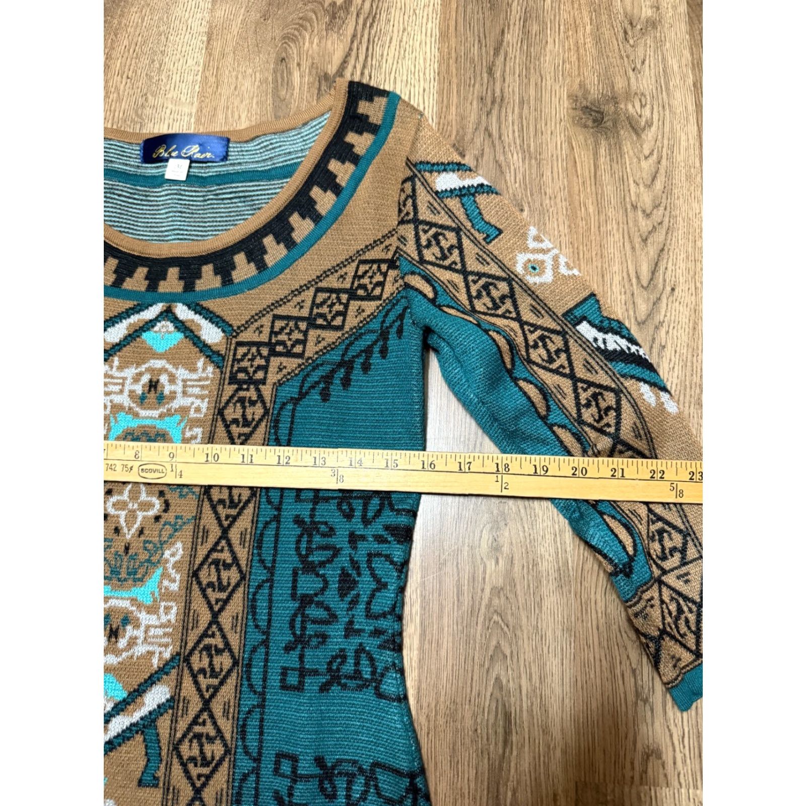 Vintage Blue Rain Dress Women's Size M Sheath Long Sleeve Pullover Scoop Neck Solid Casual Vintage: No (not vintage) Size M / US 6-8 / IT 42-44 - 4 Thumbnail