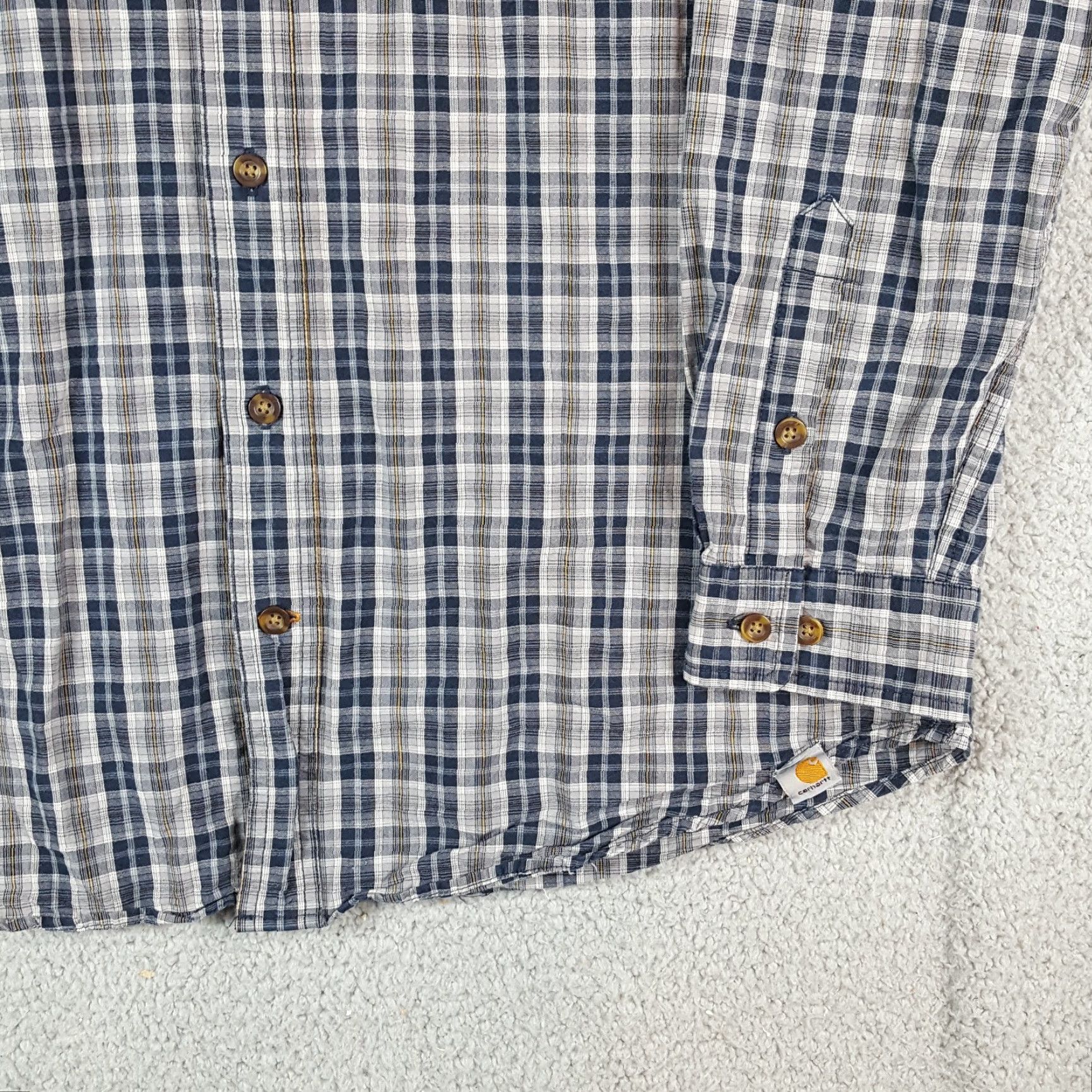 Carhartt Carhartt Plaid Button-Up Dress Shirt Men's Large Long Sleeve Collared Workwear Multicolor Classic Retro Size 42R - 3 Thumbnail