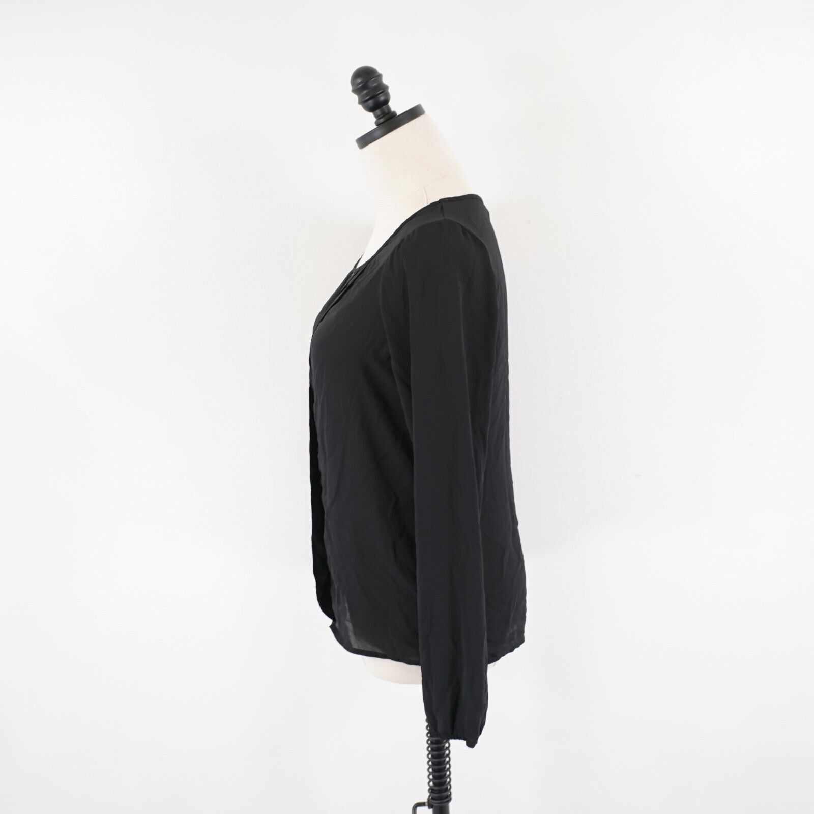 Express Express Black Ruffles Keyhole Long Sleeve Sheer XS Blouse / Size XS / US 0-2 / IT 36-38 - 4 Thumbnail
