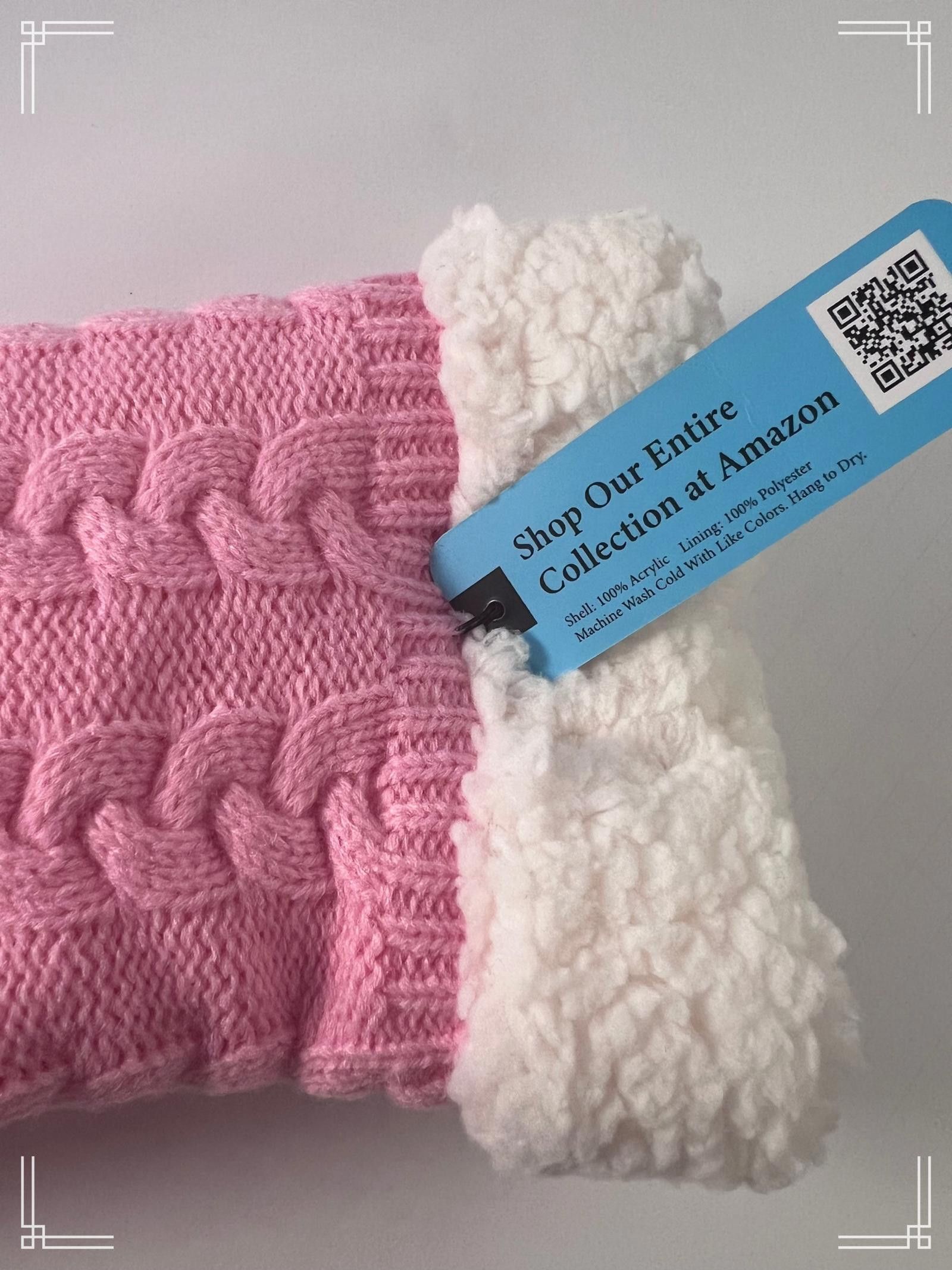 Designer Luther Pike Pink Cable Knit Sherpa Lined Socks Size ONE SIZE - 6 Thumbnail